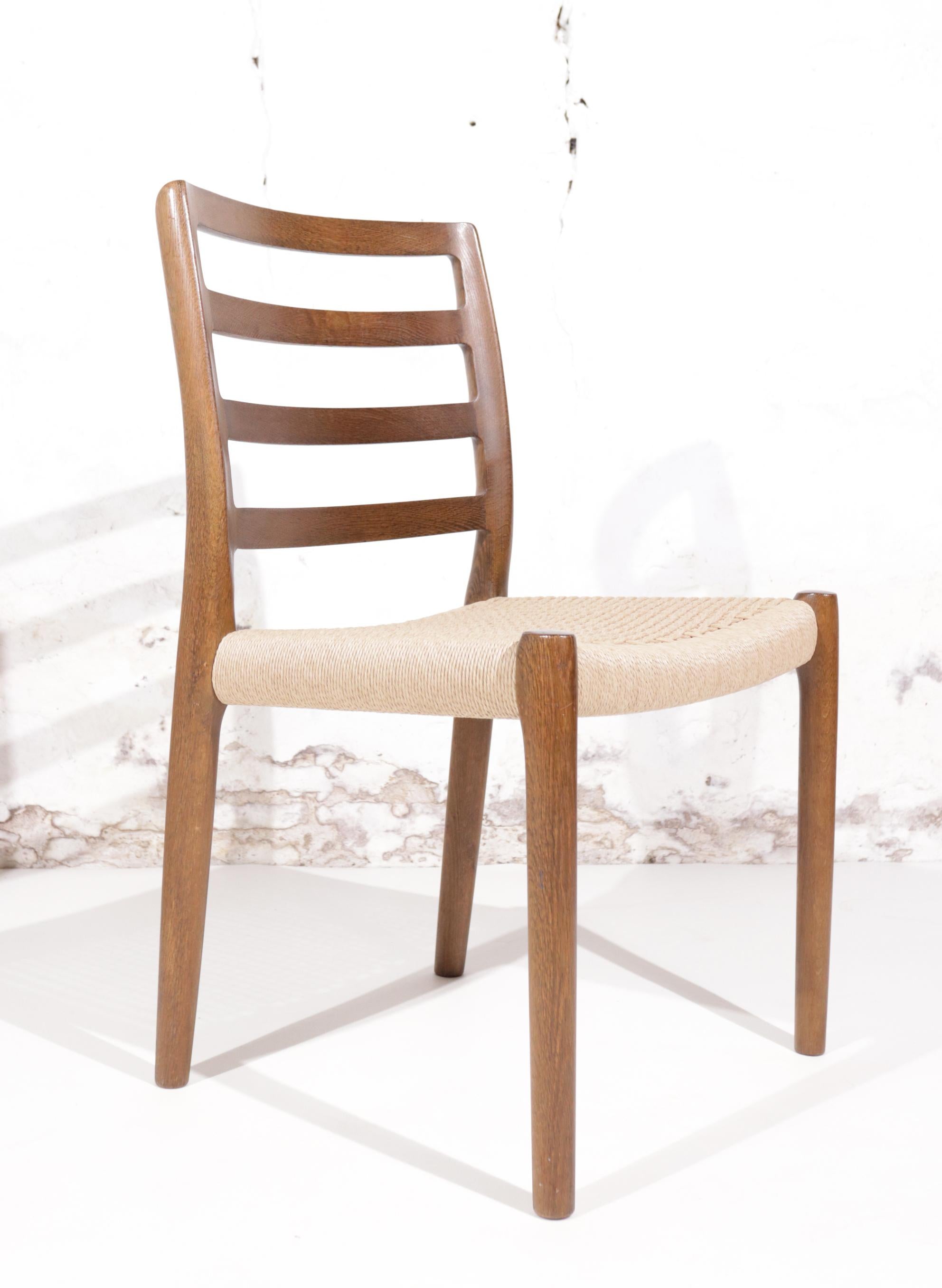 Niels O. Møller Model 85 Oak and Papercord Dining Chair for J.L. Mollers 9