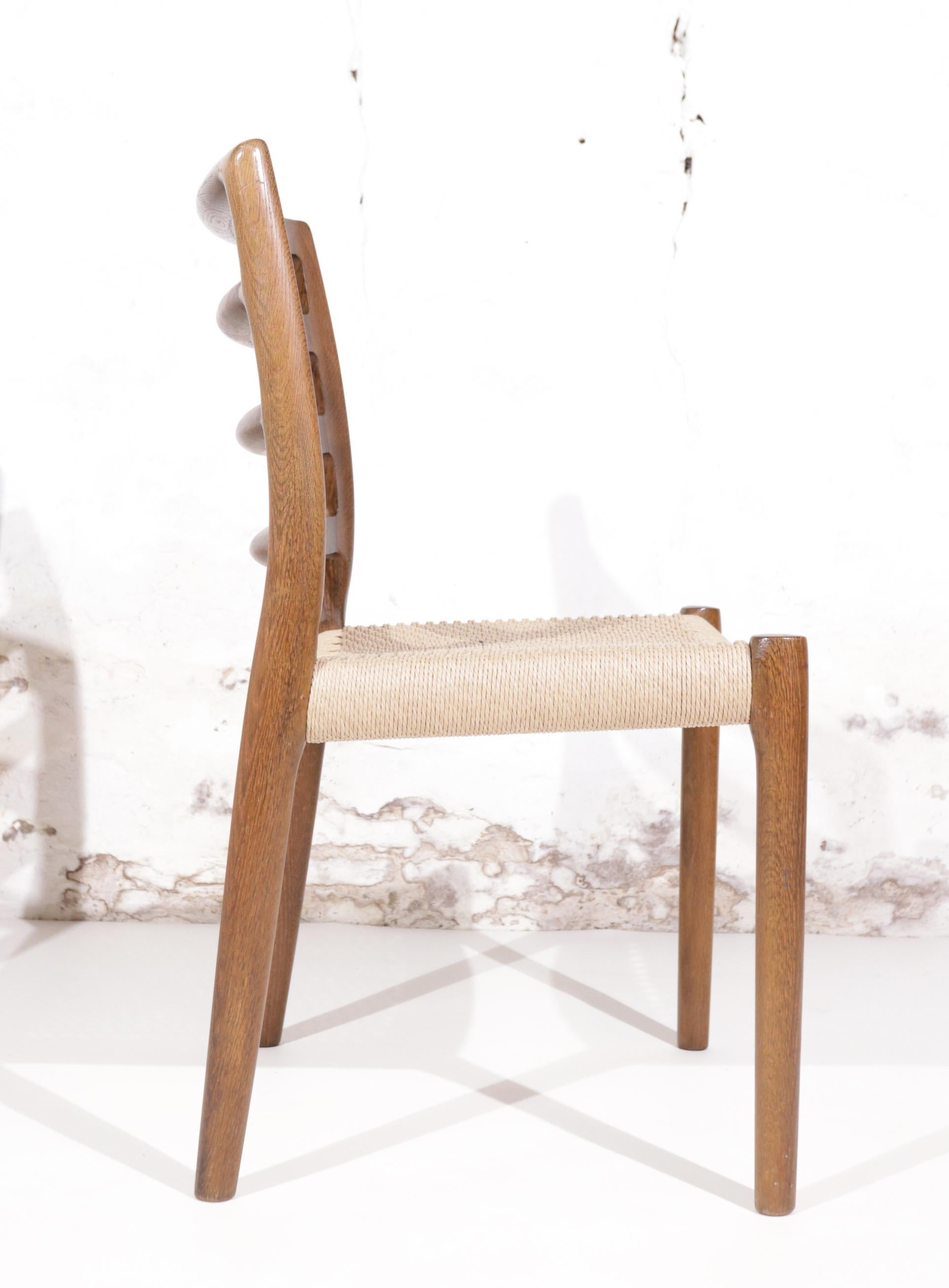 Niels O. Møller Model 85 Oak and Papercord Dining Chair for J.L. Mollers 10