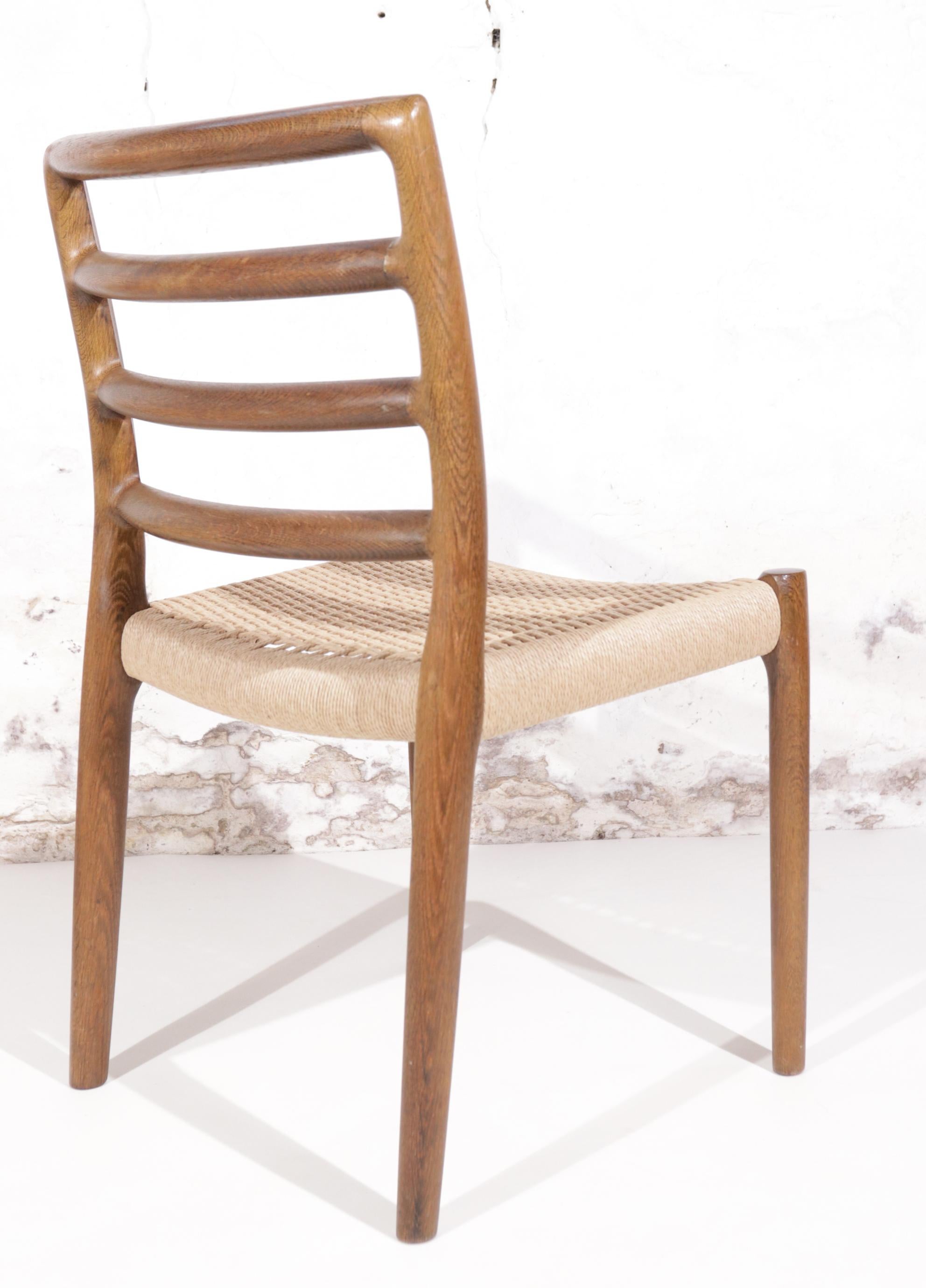 Niels O. Møller Model 85 Oak and Papercord Dining Chair for J.L. Mollers 11