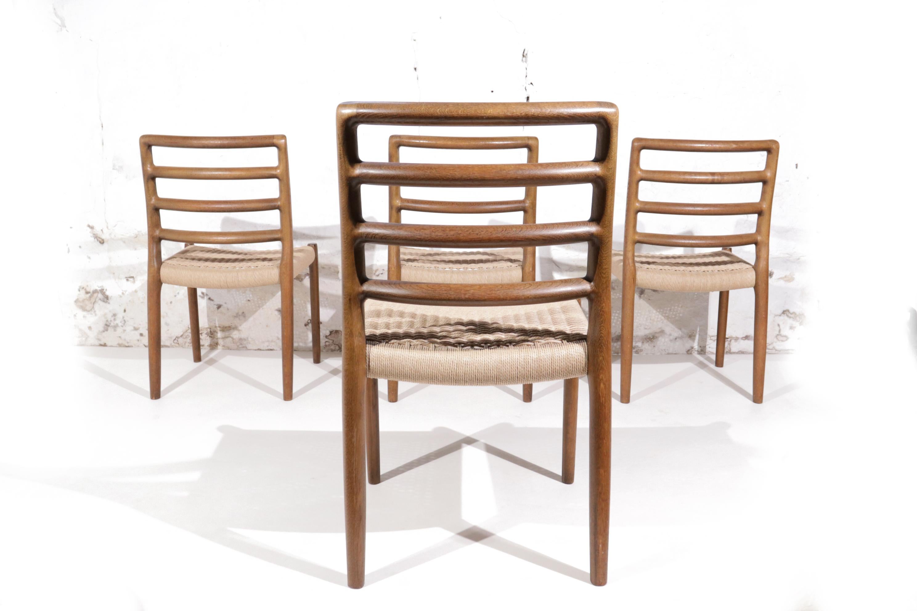Mid-Century Modern Niels O. Møller Model 85 Oak and Papercord Dining Chair for J.L. Mollers