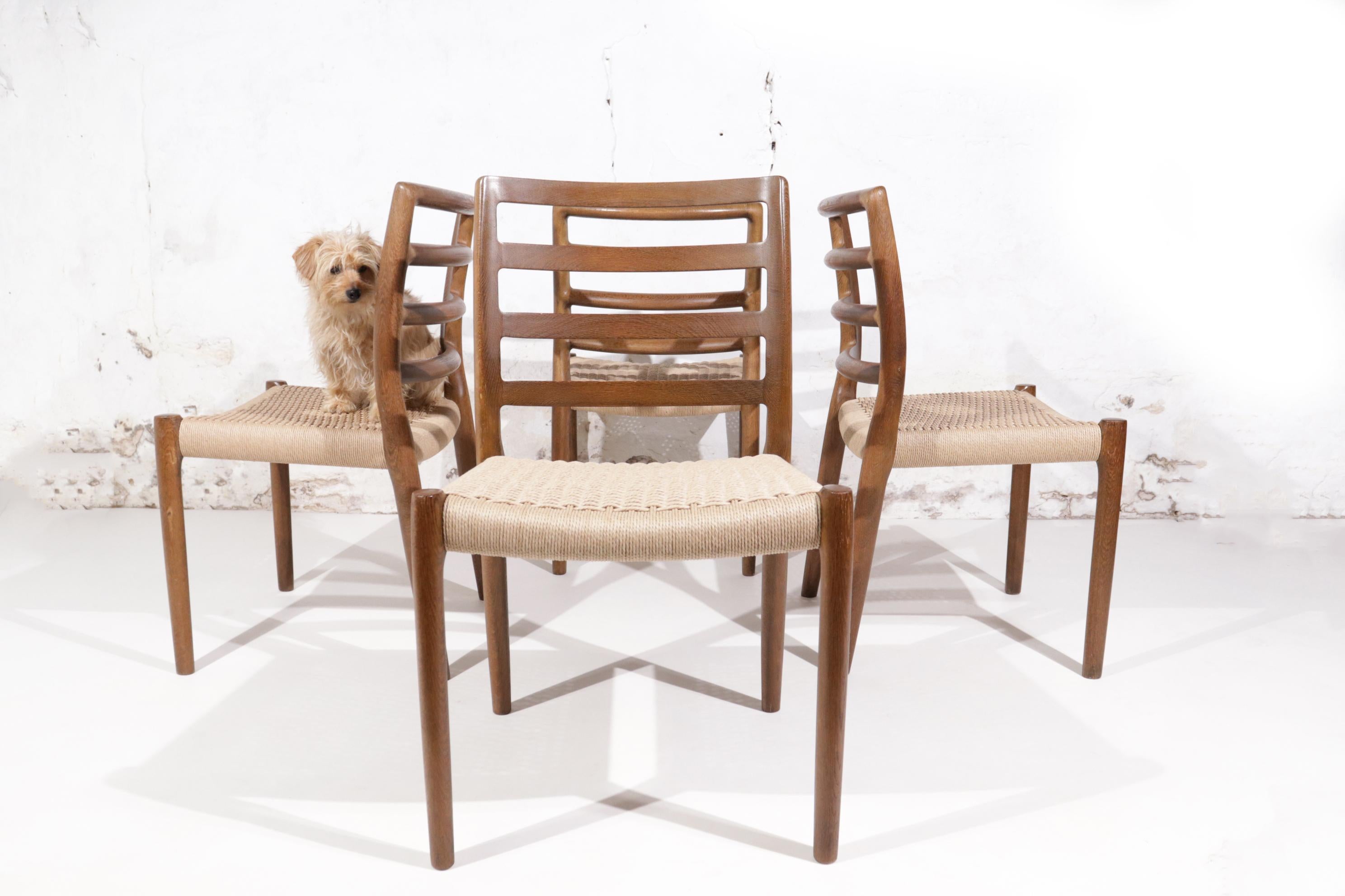 Danish Niels O. Møller Model 85 Oak and Papercord Dining Chair for J.L. Mollers