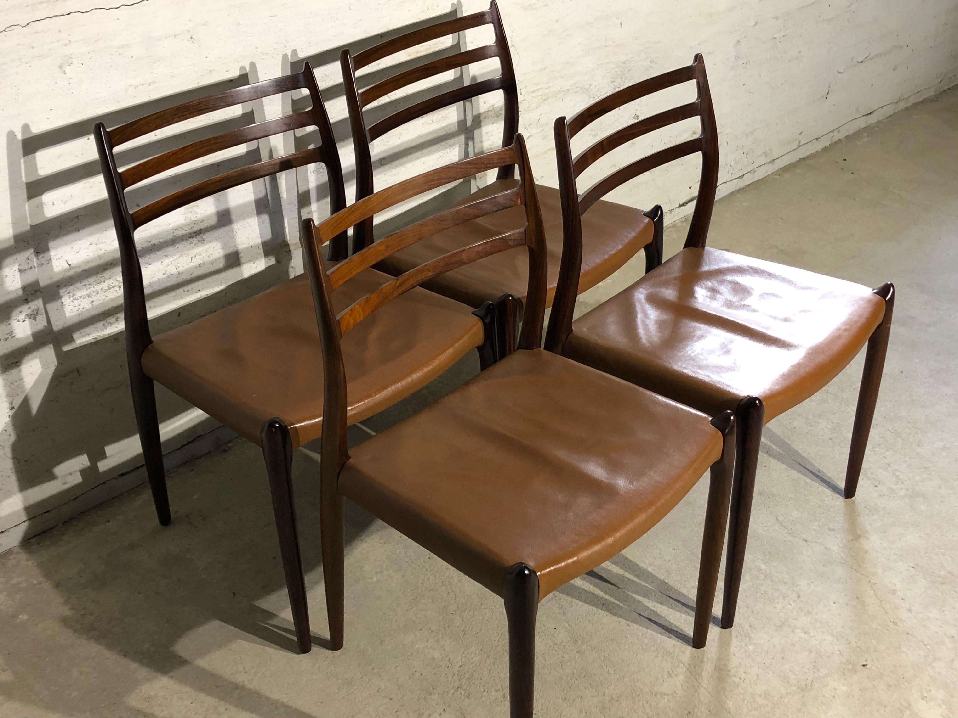 Niels O. Møller No. 78, Set of 4 Rosewood Chairs Danish Midcentury 7