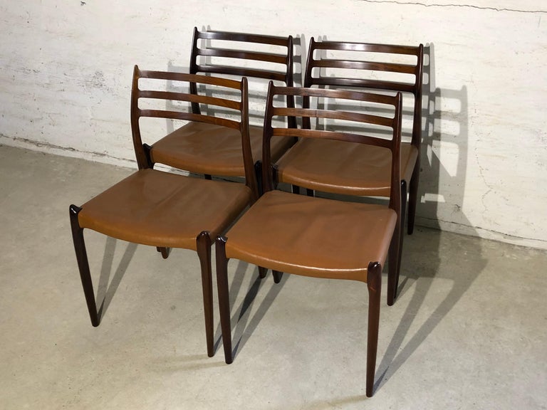 Niels O. Møller No. 78, Set of 4 Rosewood Chairs Danish Midcentury 8
