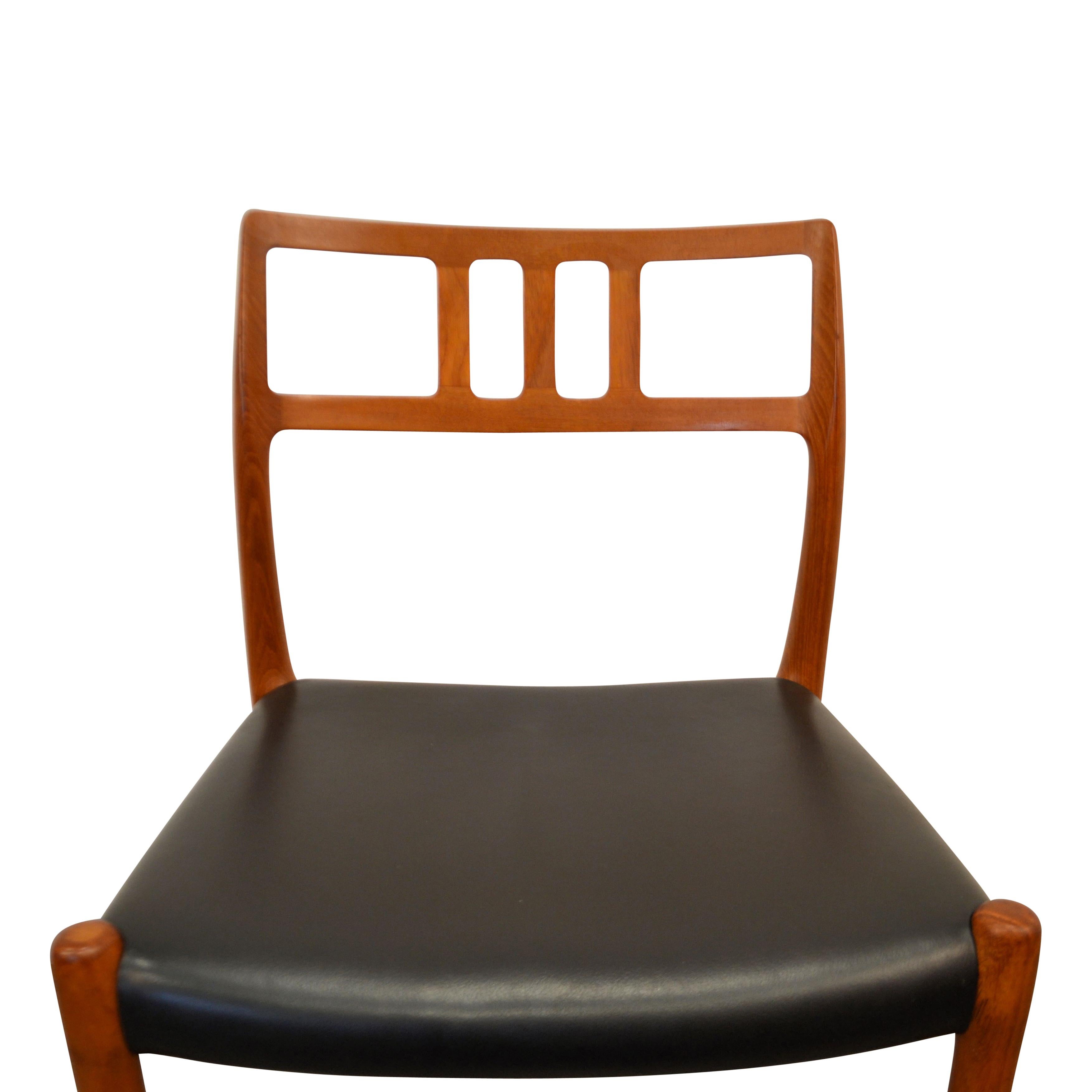 Leather Niels O. Møller No. 79 Teak Dining Chairs, Set of Four For Sale