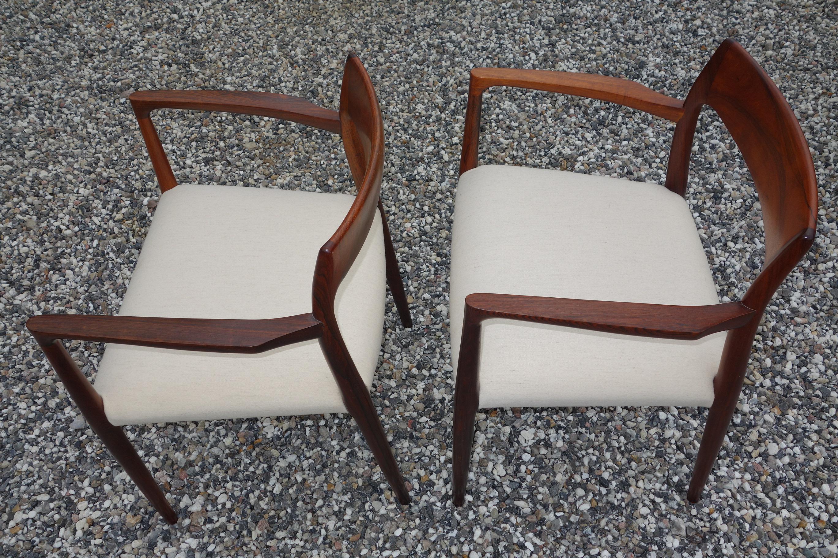 Niels O. Møller Pair of Rosewood Armchairs Model 57. J.L. Møller Furniture 2