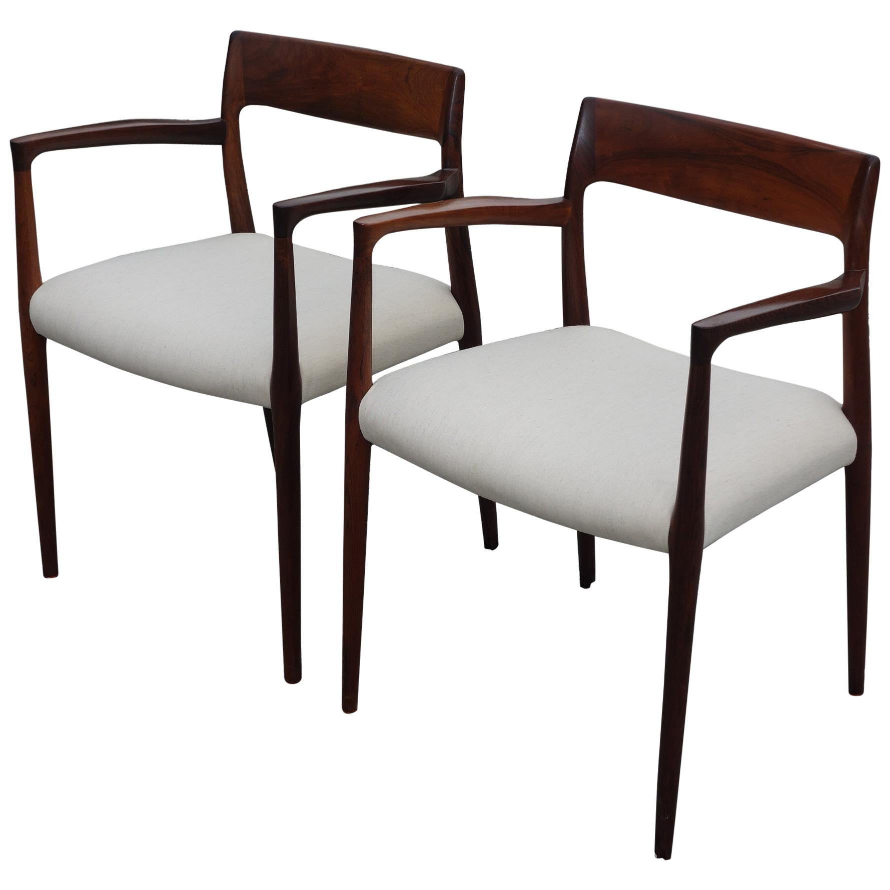 Niels O. Møller Pair of Rosewood Armchairs Model 57. J.L. Møller Furniture