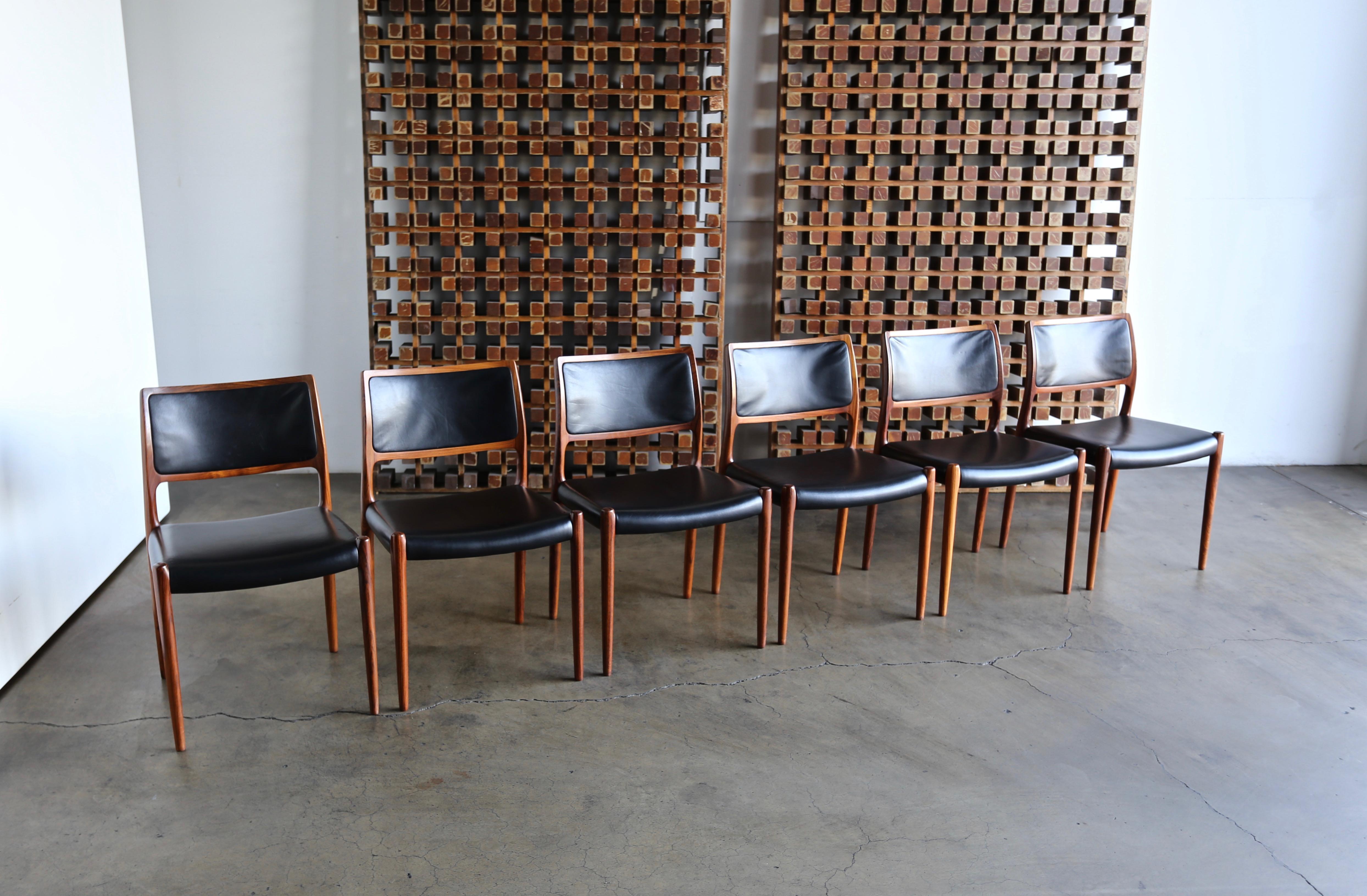 Niels O. Møller Rosewood Dining Chairs for J.L. Møllers Møbelfabrik, circa 1976 In Good Condition In Costa Mesa, CA
