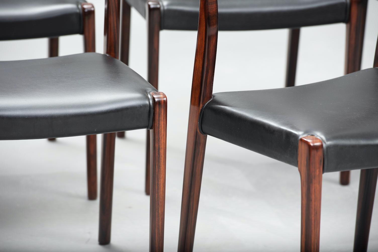 Niels O. Møller Rosewood Dining Chairs, Model 71 by J.L Møllers, Set of Six 1