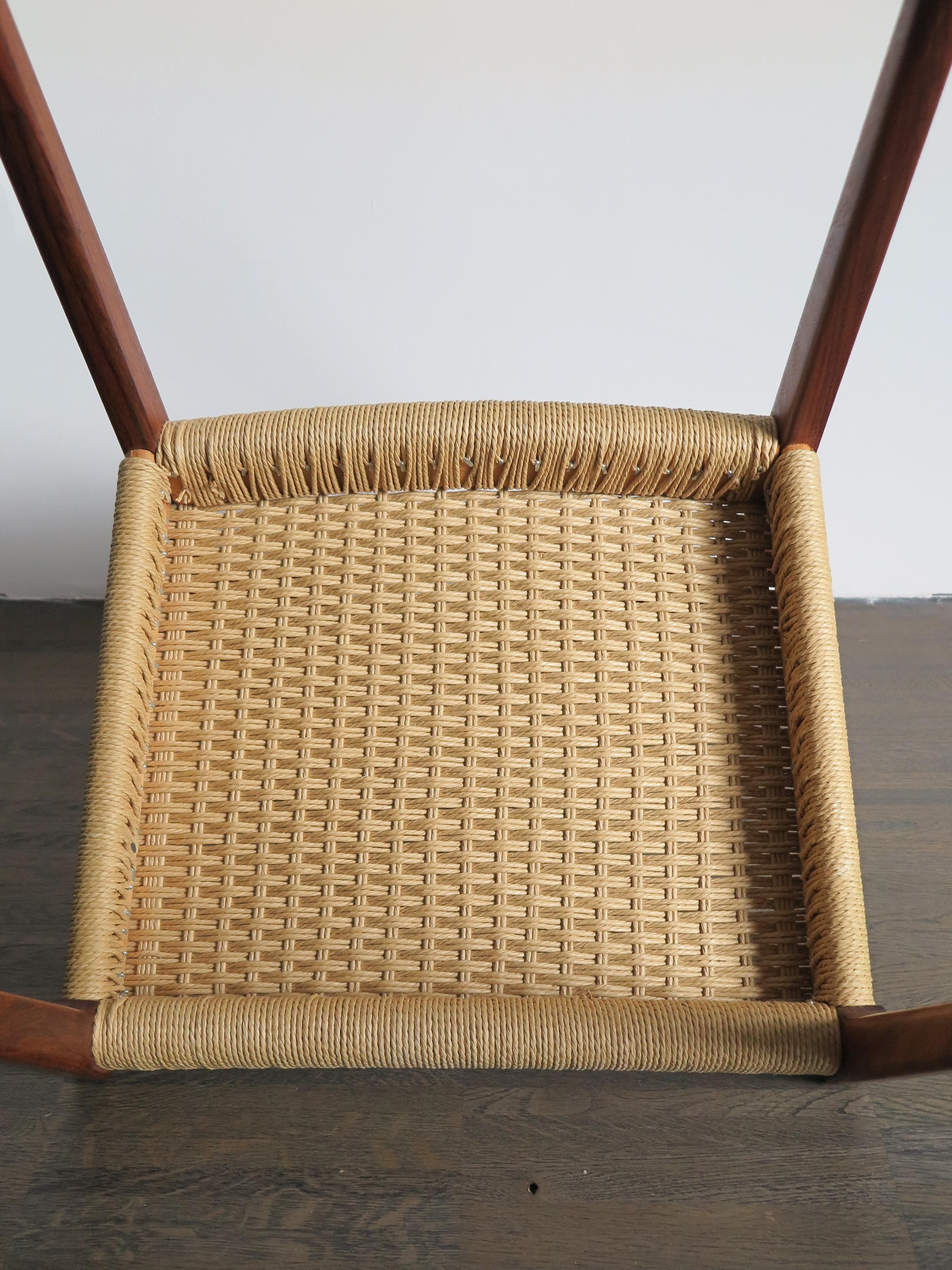 Niels O. Møller Scandinavian Midcentury Dining Chairs 71 in Wood and Rope, 1960s 10