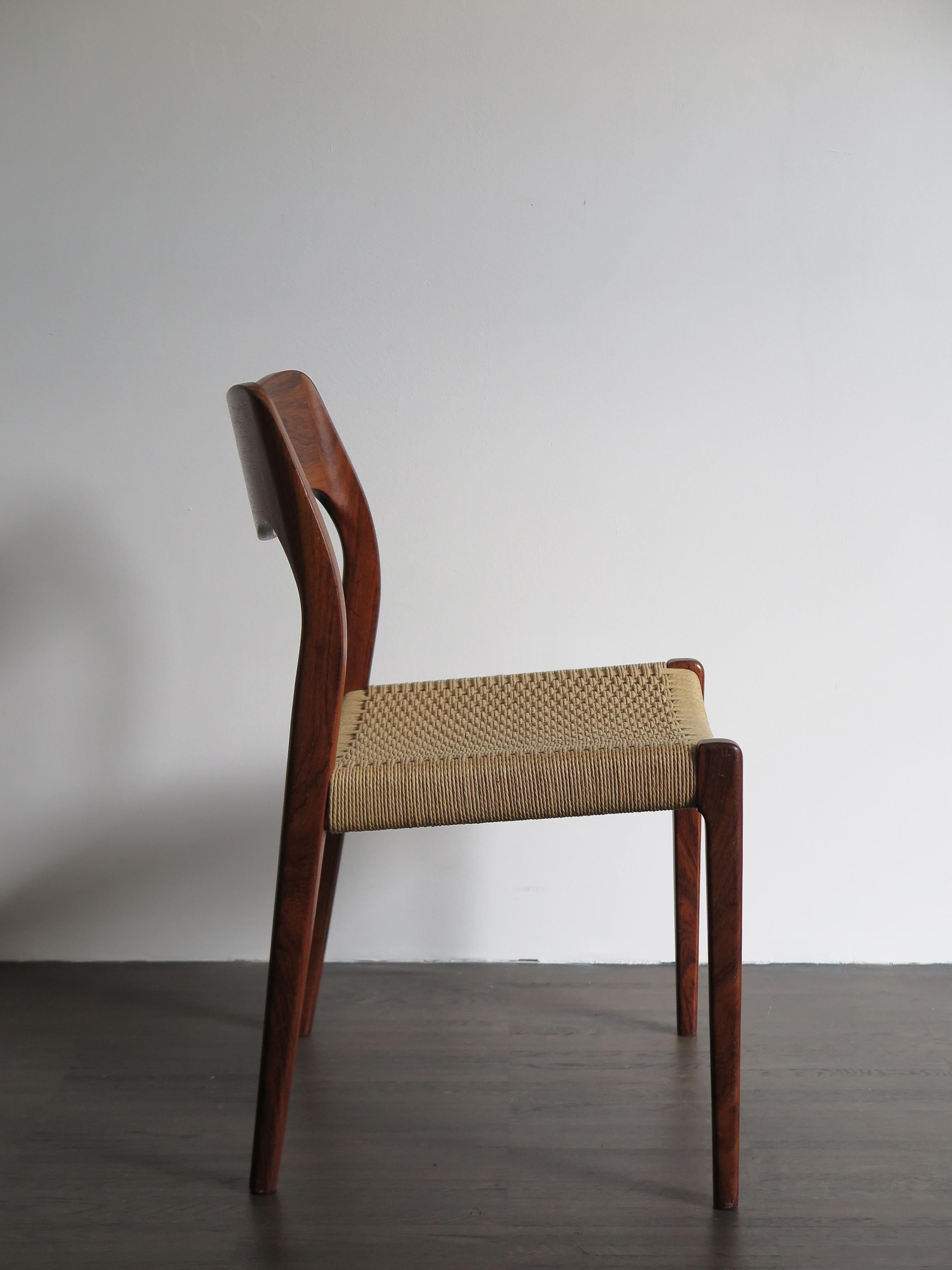 Niels O. Møller Scandinavian Midcentury Dining Chairs 71 in Wood and Rope, 1960s 2