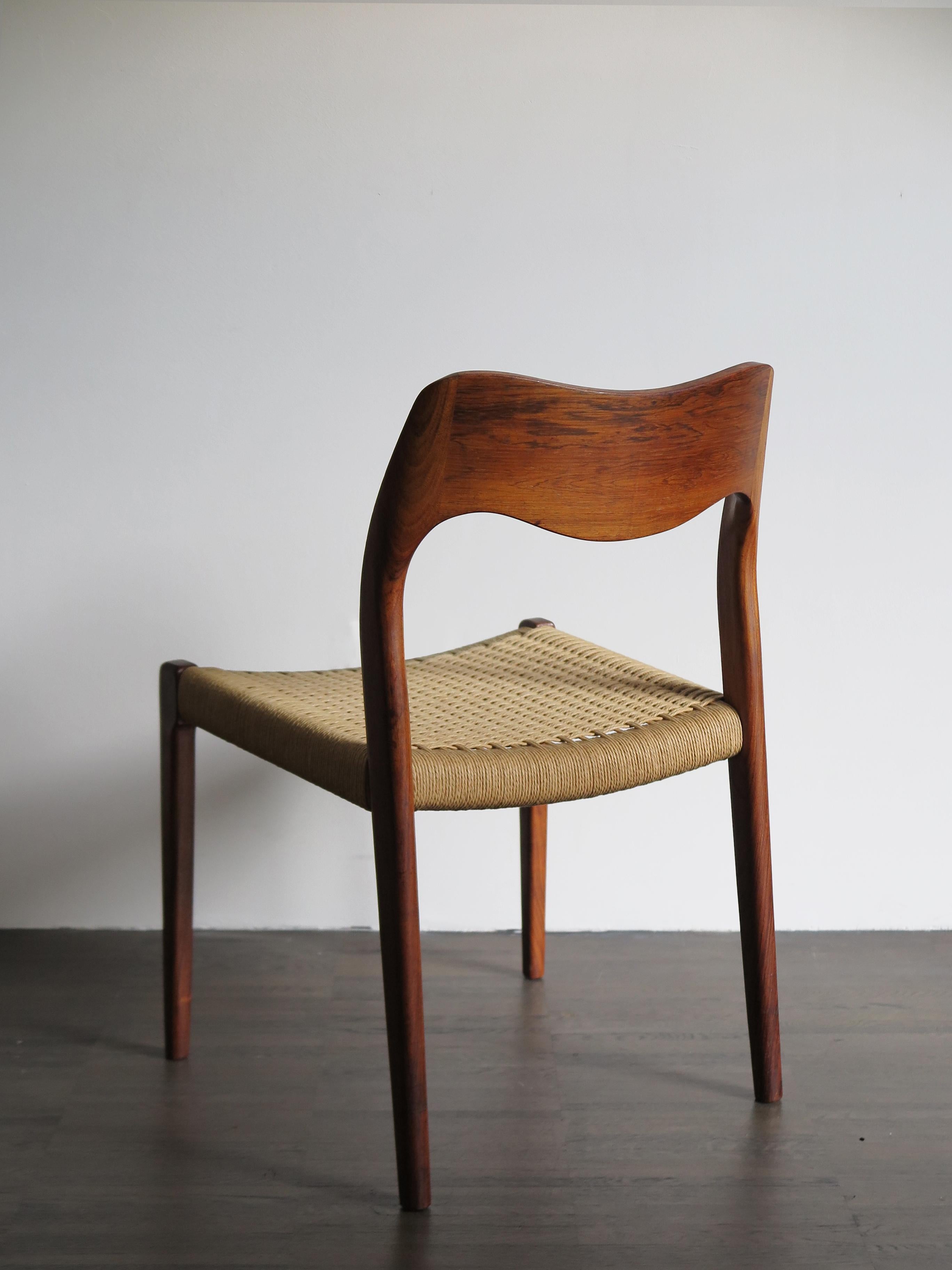 Niels O. Møller Scandinavian Midcentury Dining Chairs 71 in Wood and Rope, 1960s 3