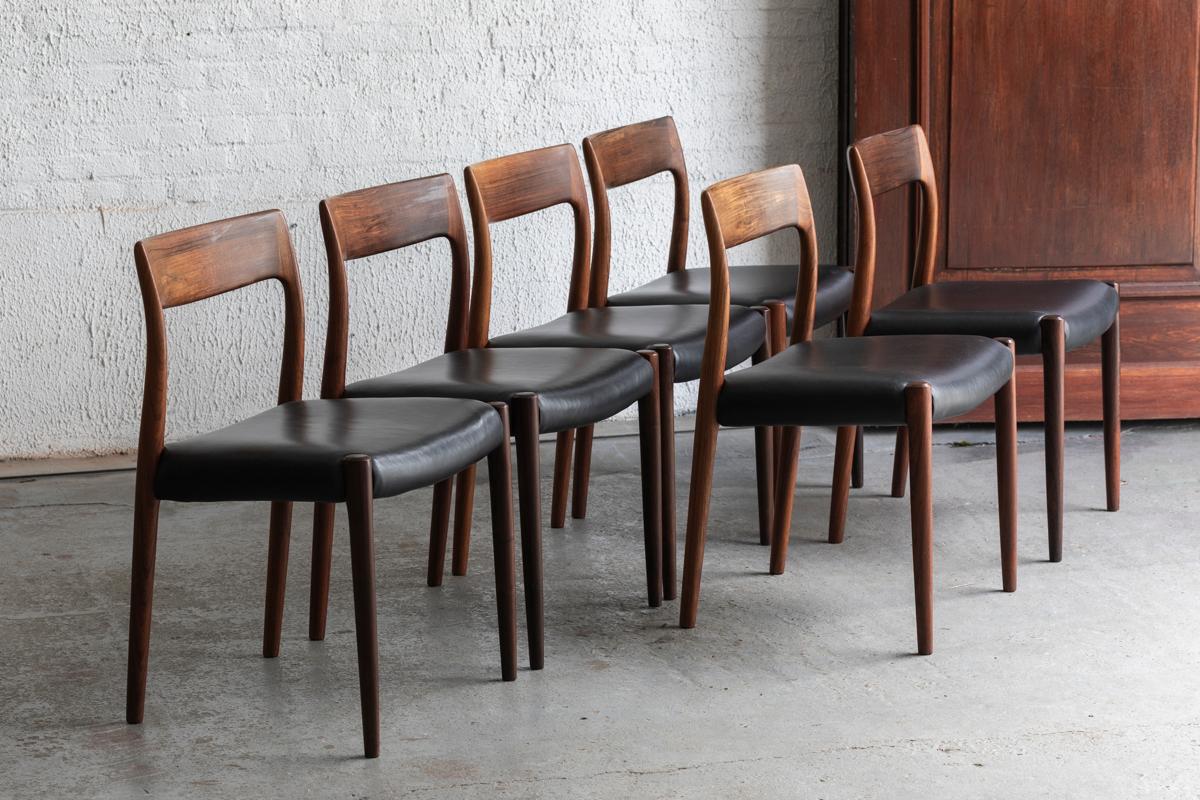 Niels O. Moller Set of 6 Dining Chairs Model 77, Denmark, 1960s  9