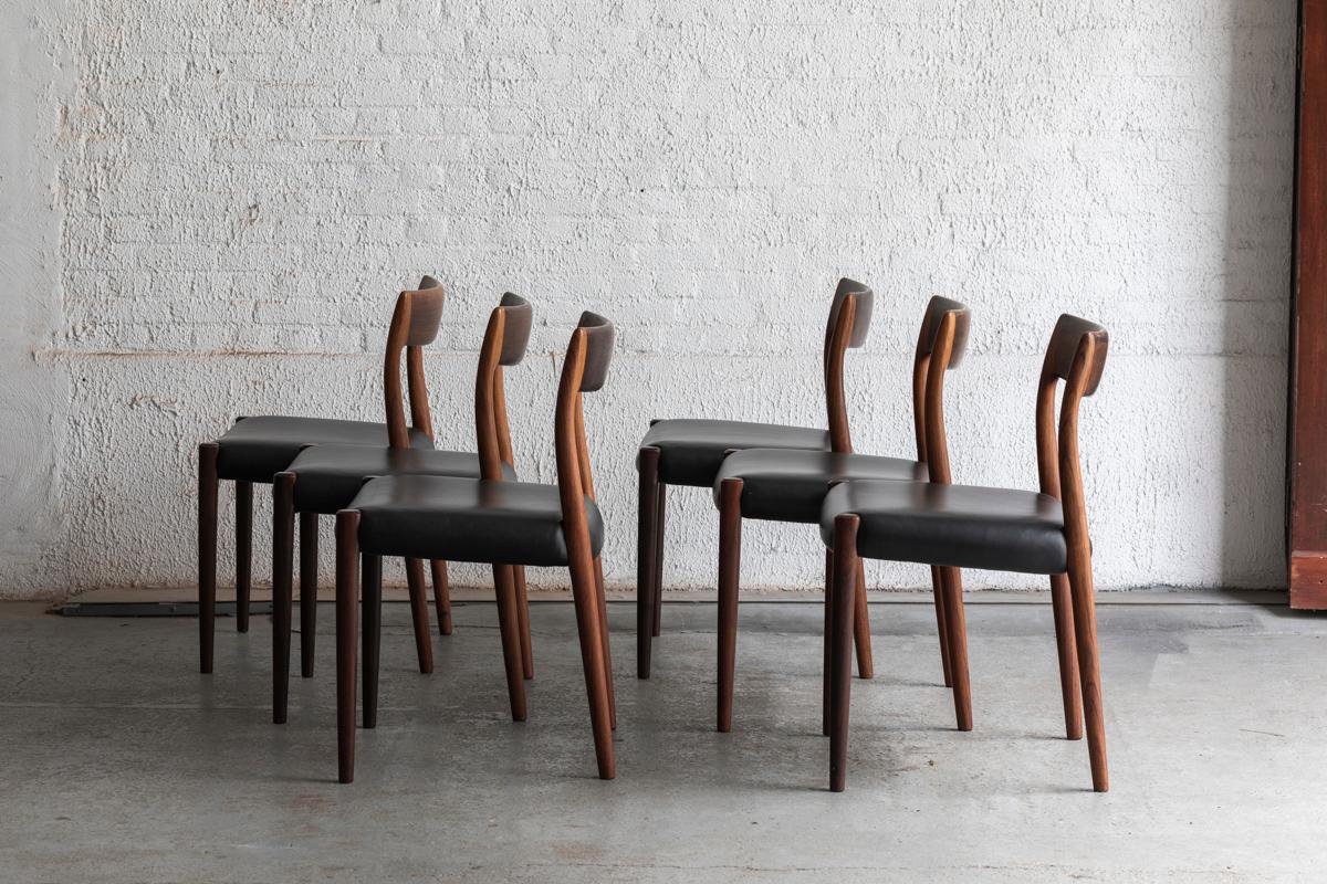 Mid-Century Modern Niels O. Moller Set of 6 Dining Chairs Model 77, Denmark, 1960s 