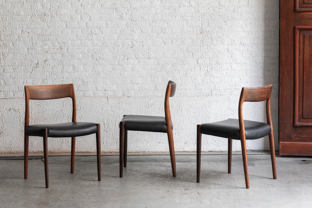 Danish Niels O. Moller Set of 6 Dining Chairs Model 77, Denmark, 1960s 