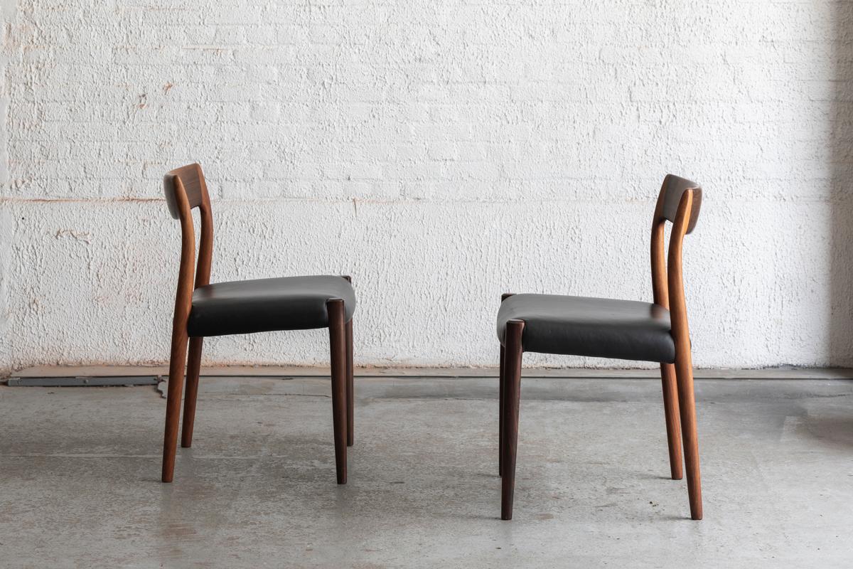 Niels O. Moller Set of 6 Dining Chairs Model 77, Denmark, 1960s  In Good Condition In Antwerpen, BE