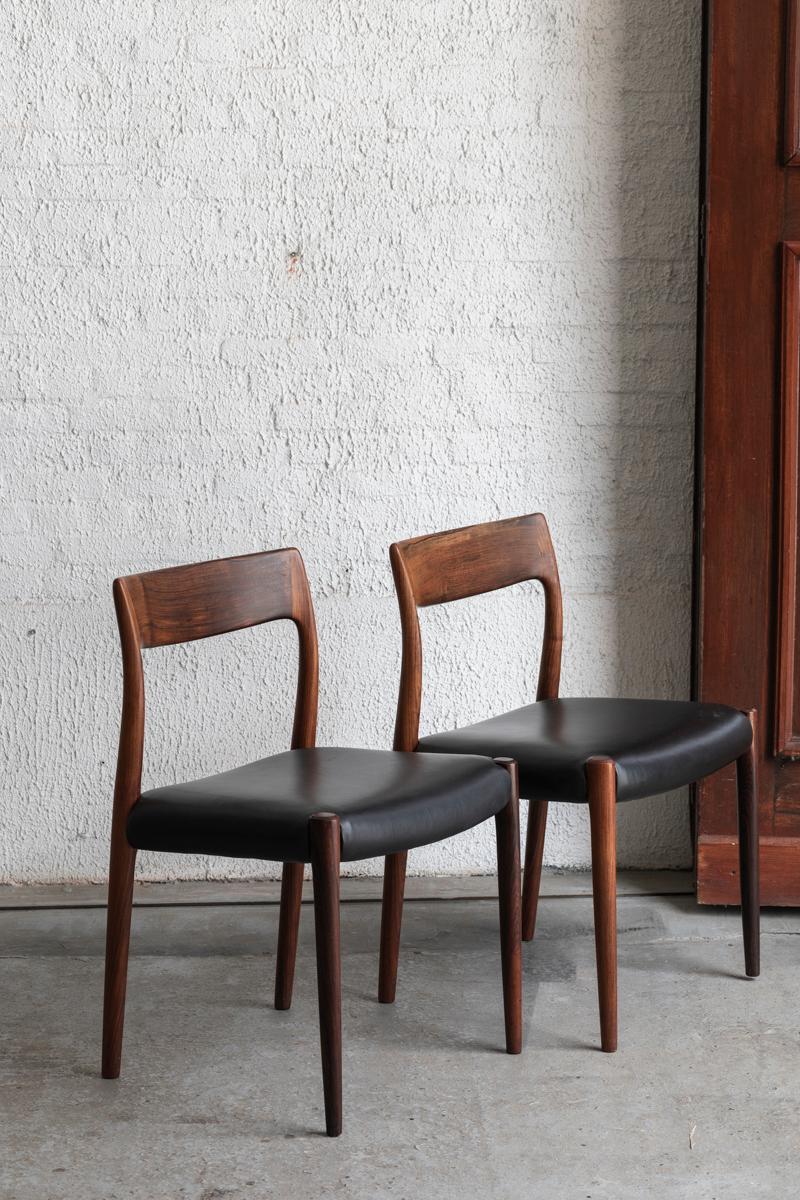 Mid-20th Century Niels O. Moller Set of 6 Dining Chairs Model 77, Denmark, 1960s 