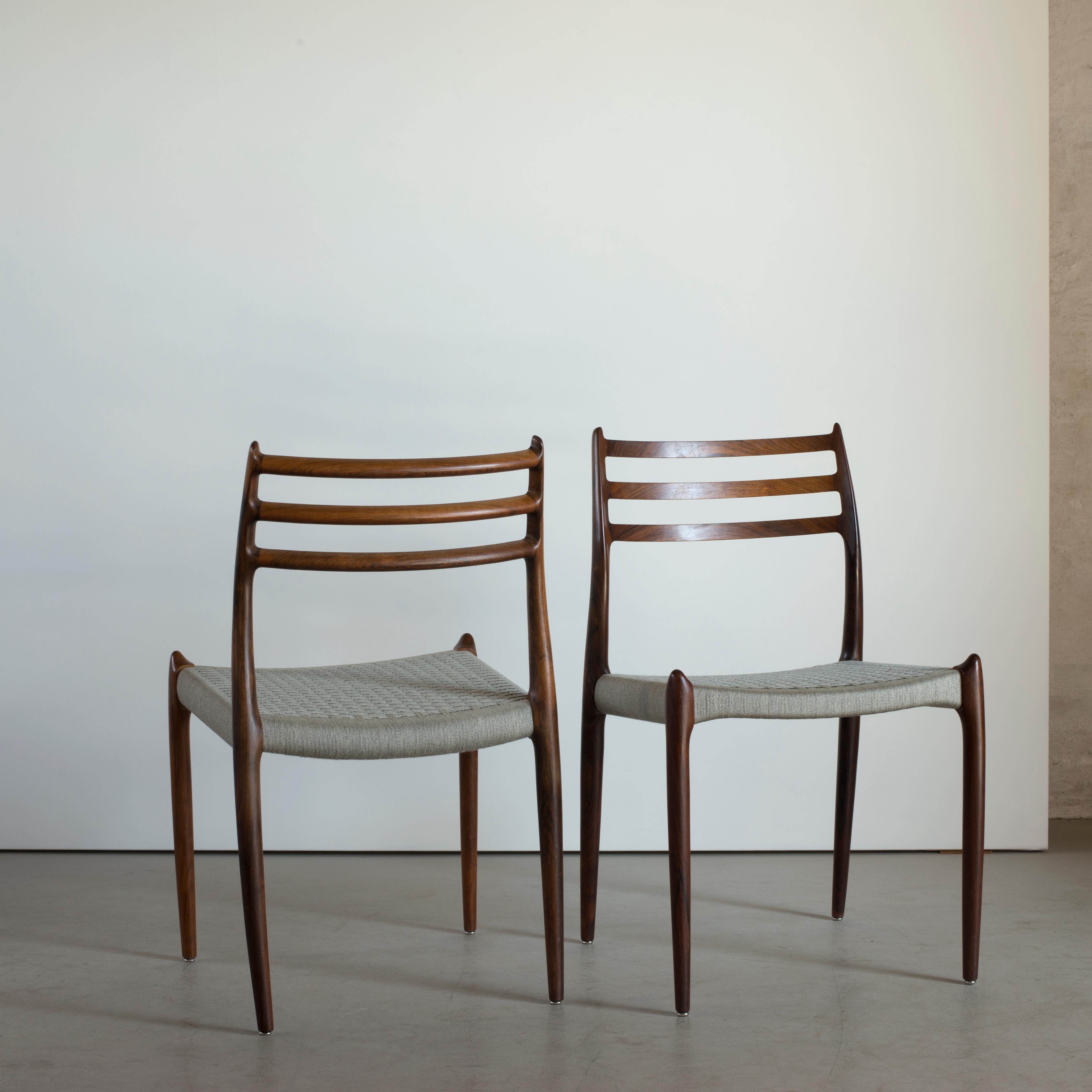 Scandinavian Modern Niels O. Møller Set of Eight Rosewood Chairs