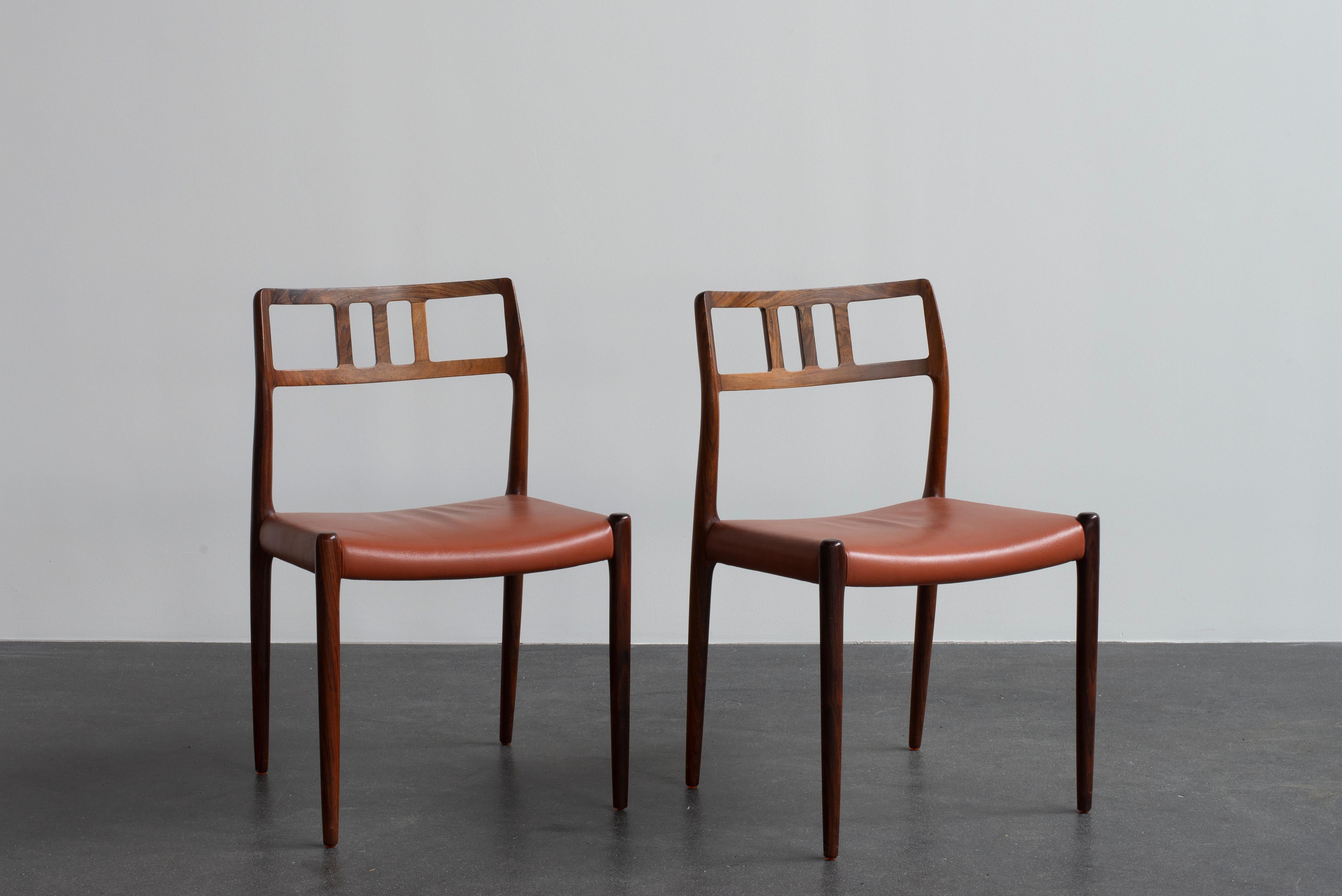 Danish Niels O. Møller Set of Eight Rosewood Chairs For Sale
