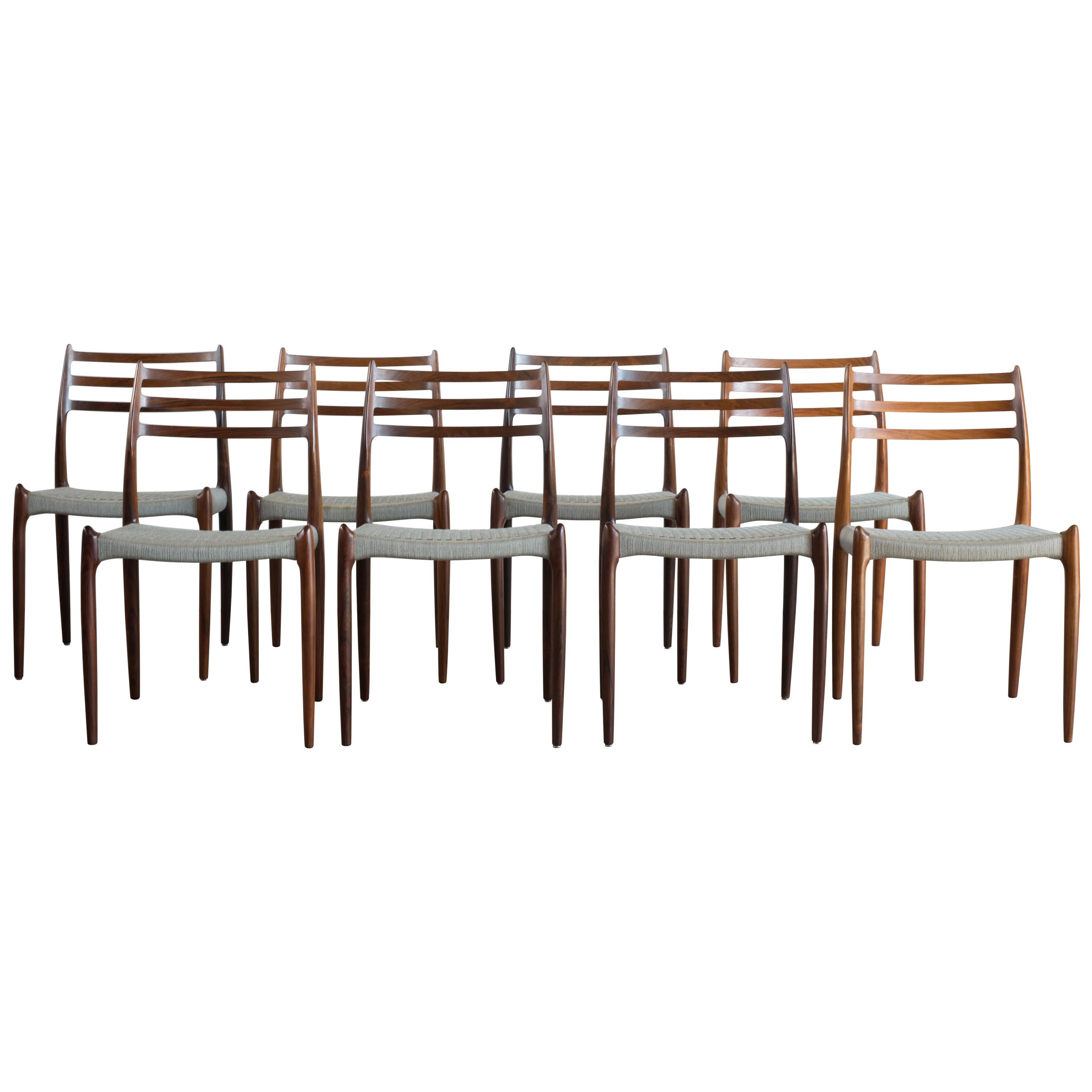 Niels O. Møller Set of Eight Rosewood Chairs