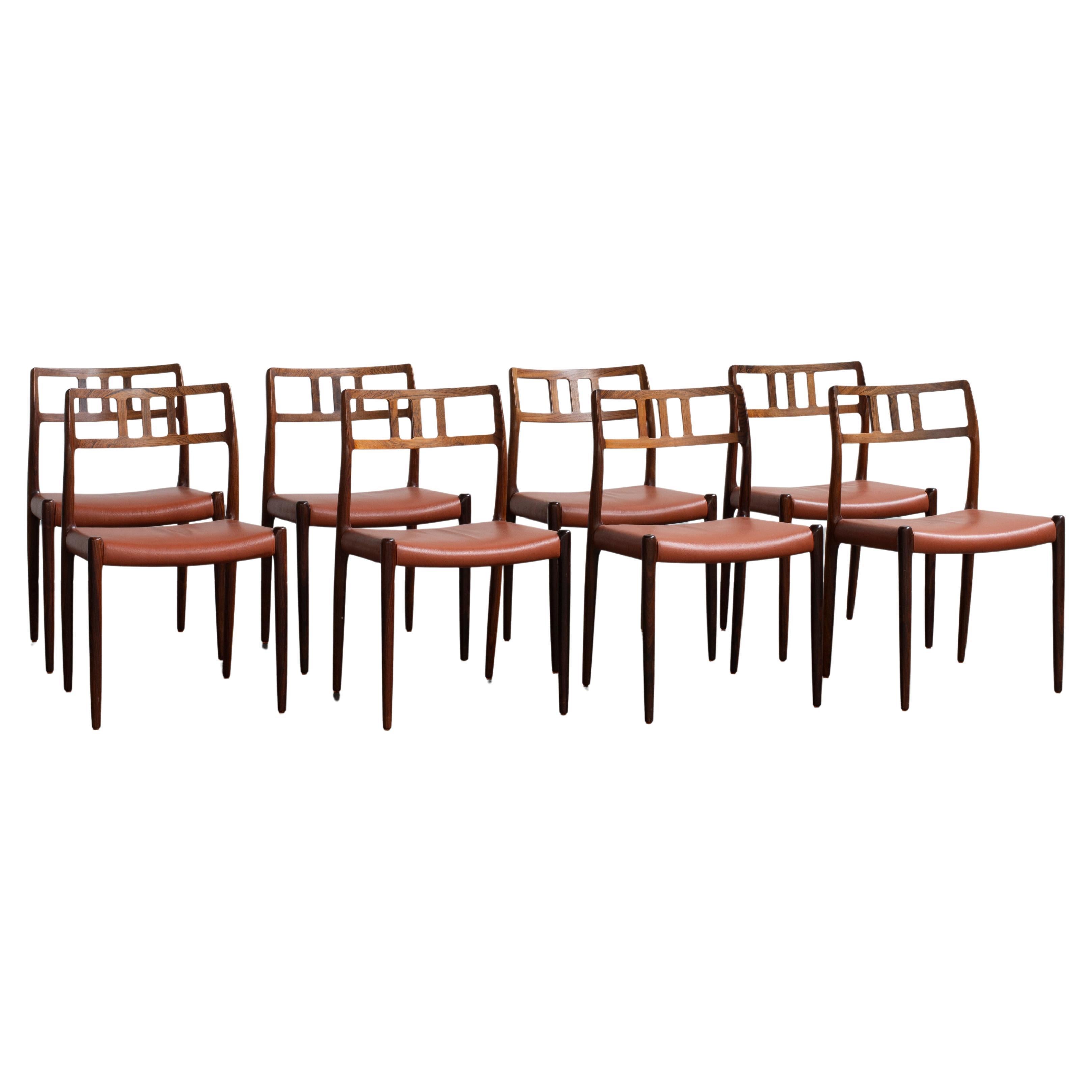 Niels O. Møller - Ensemble de huit chaises en bois de rose