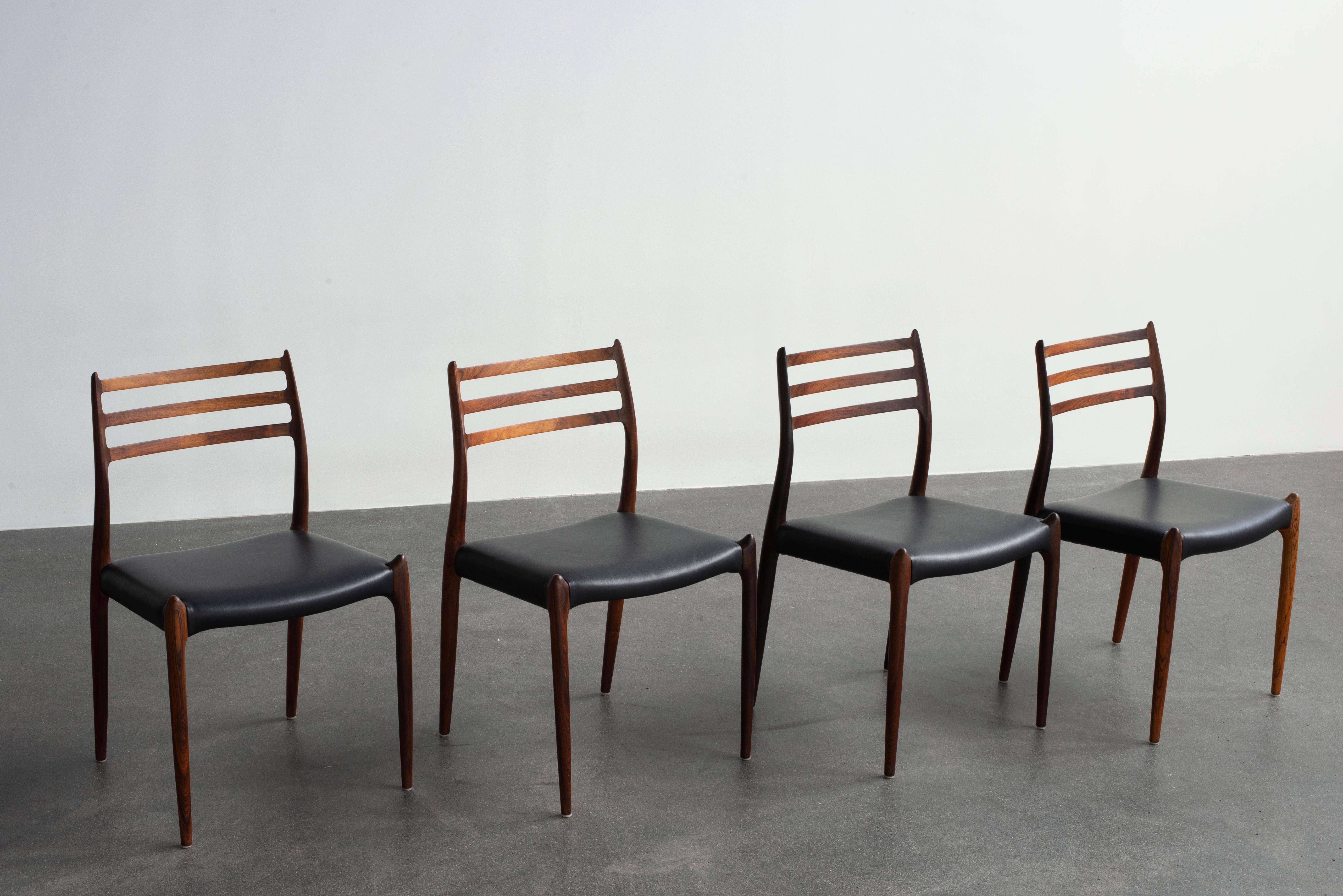 Danish Niels O. Møller Set of Four Rosewood Chairs For Sale