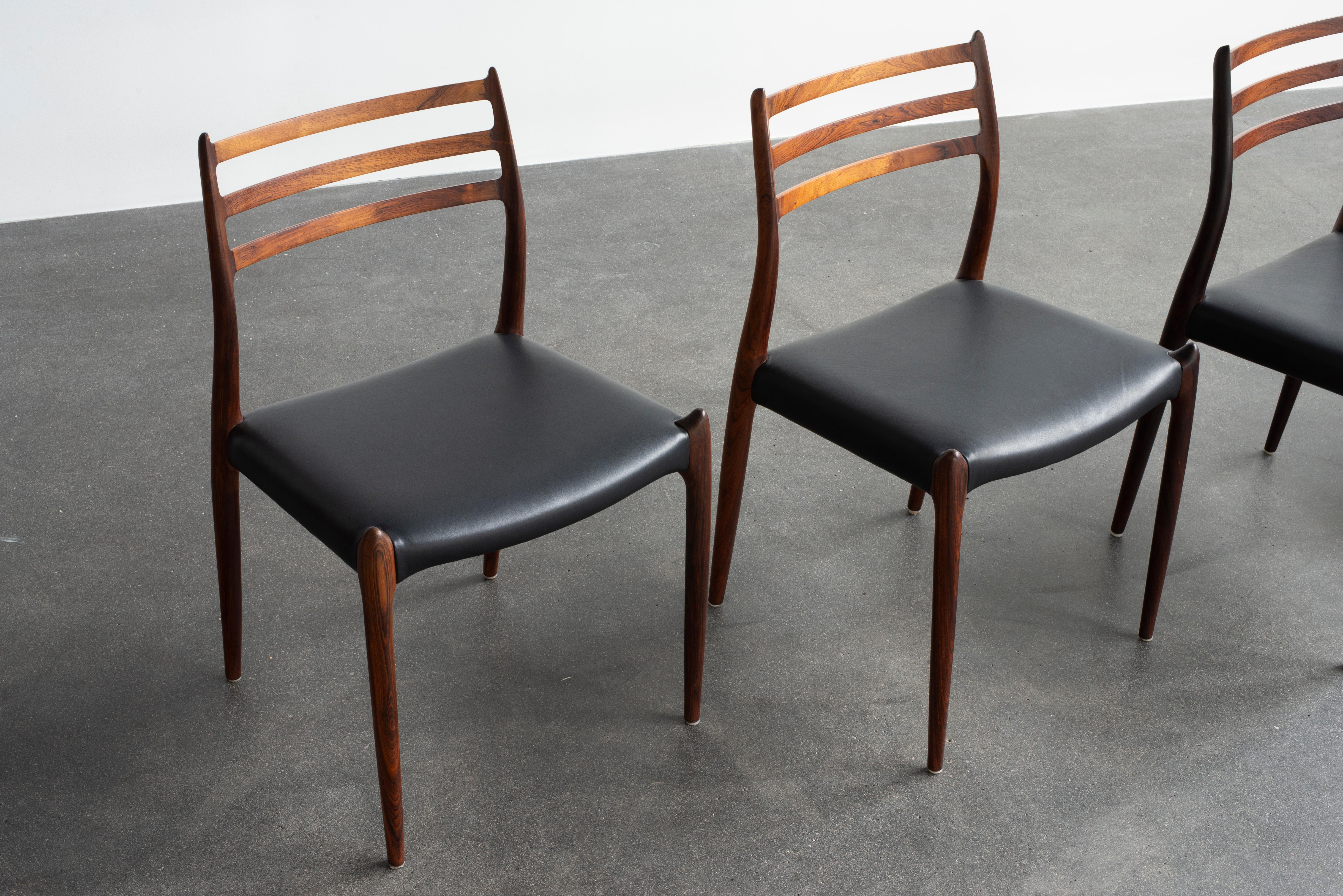20th Century Niels O. Møller Set of Four Rosewood Chairs For Sale
