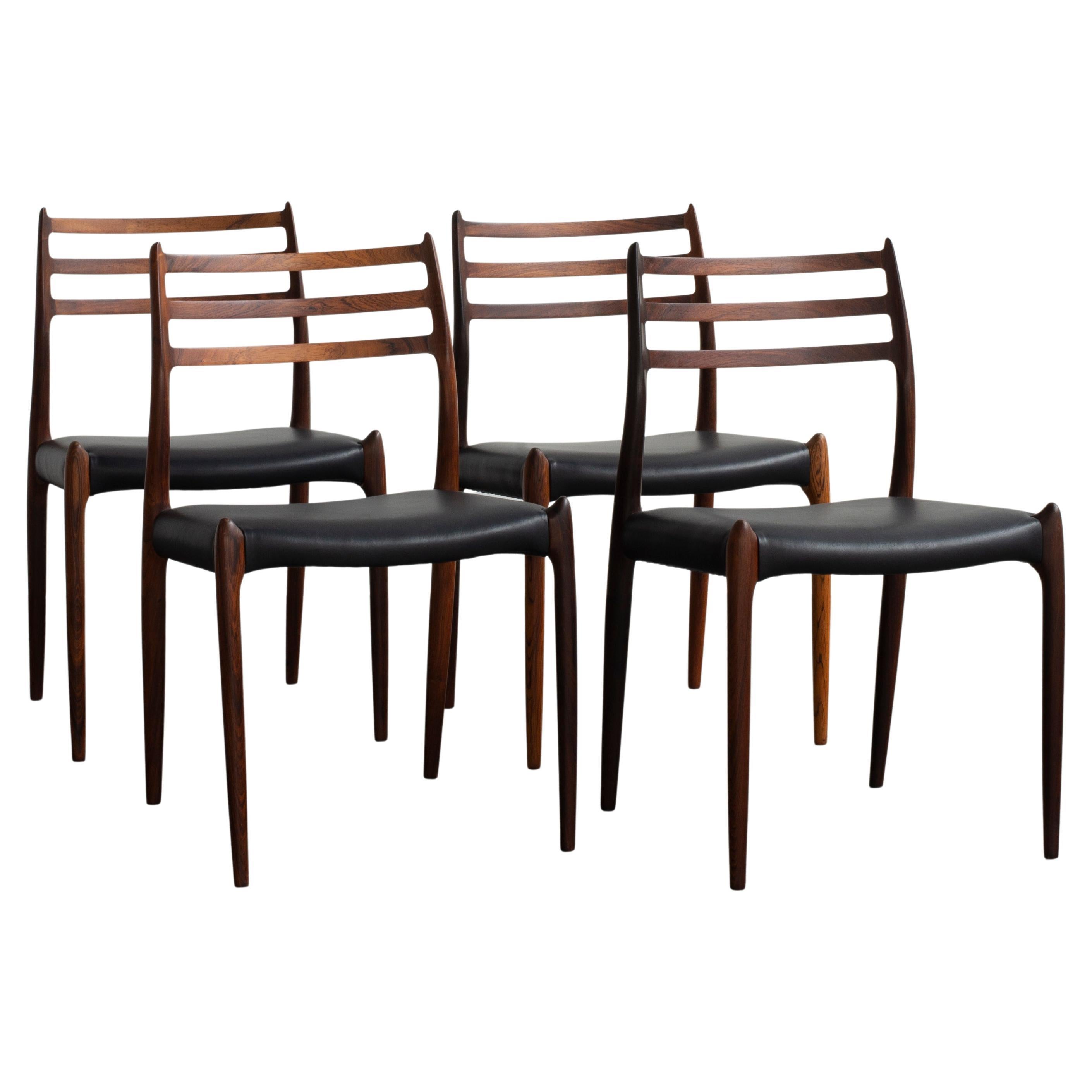 Niels O. Møller Set of Four Rosewood Chairs For Sale