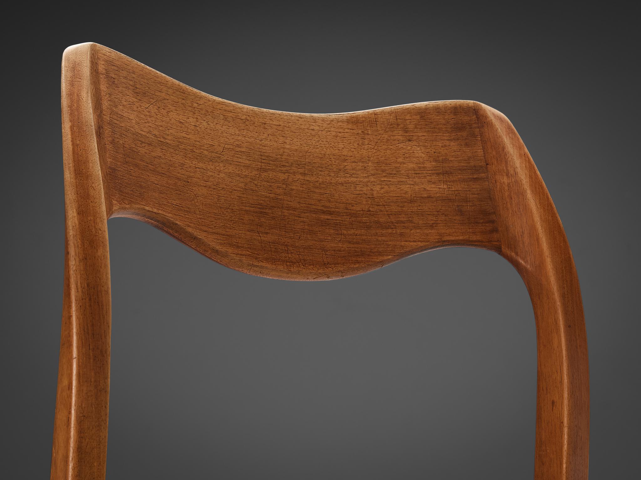 Fabric Niels O. Møller Set of Six Dining Chairs in Teak and Yellow Upholstery