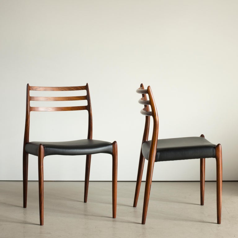 Scandinavian Modern Niels O. Møller Set of Six Rosewood Chairs For Sale