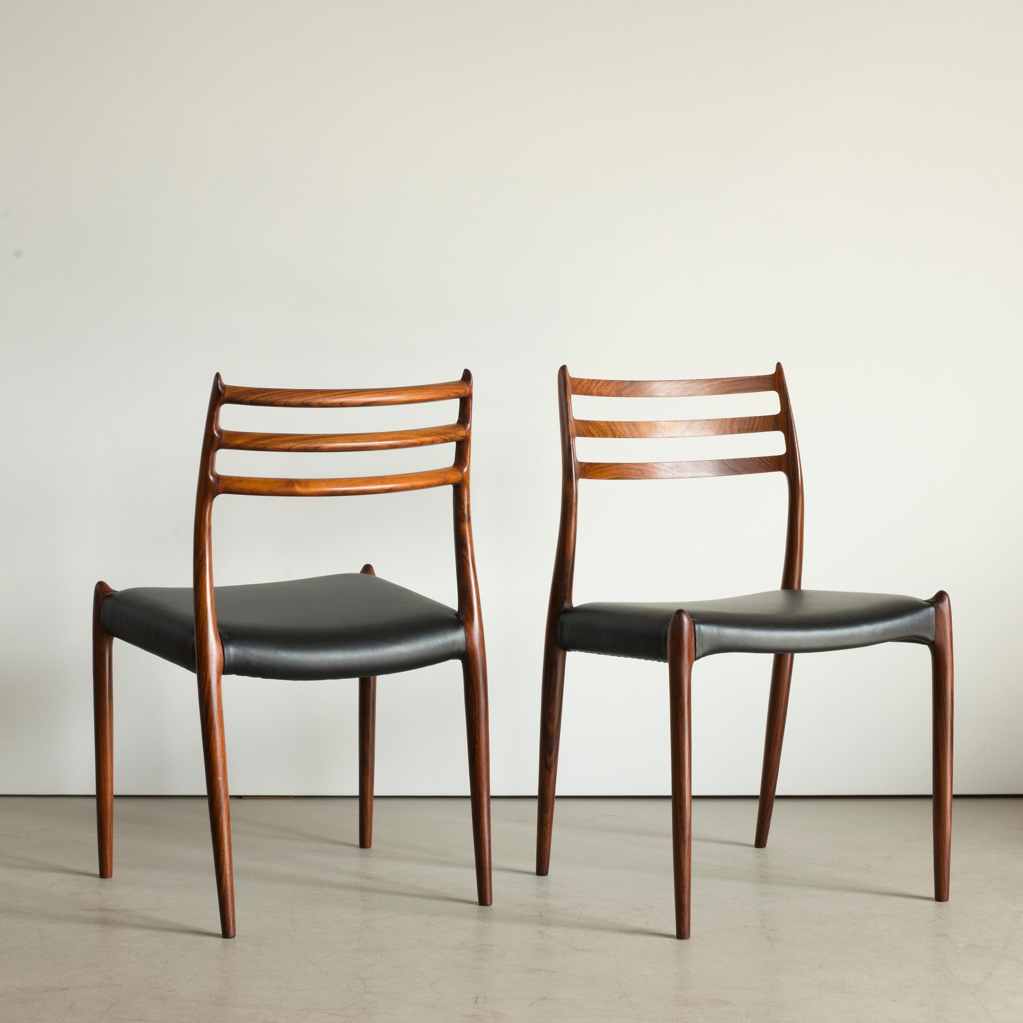 Danish Niels O. Møller Set of Six Rosewood Chairs For Sale