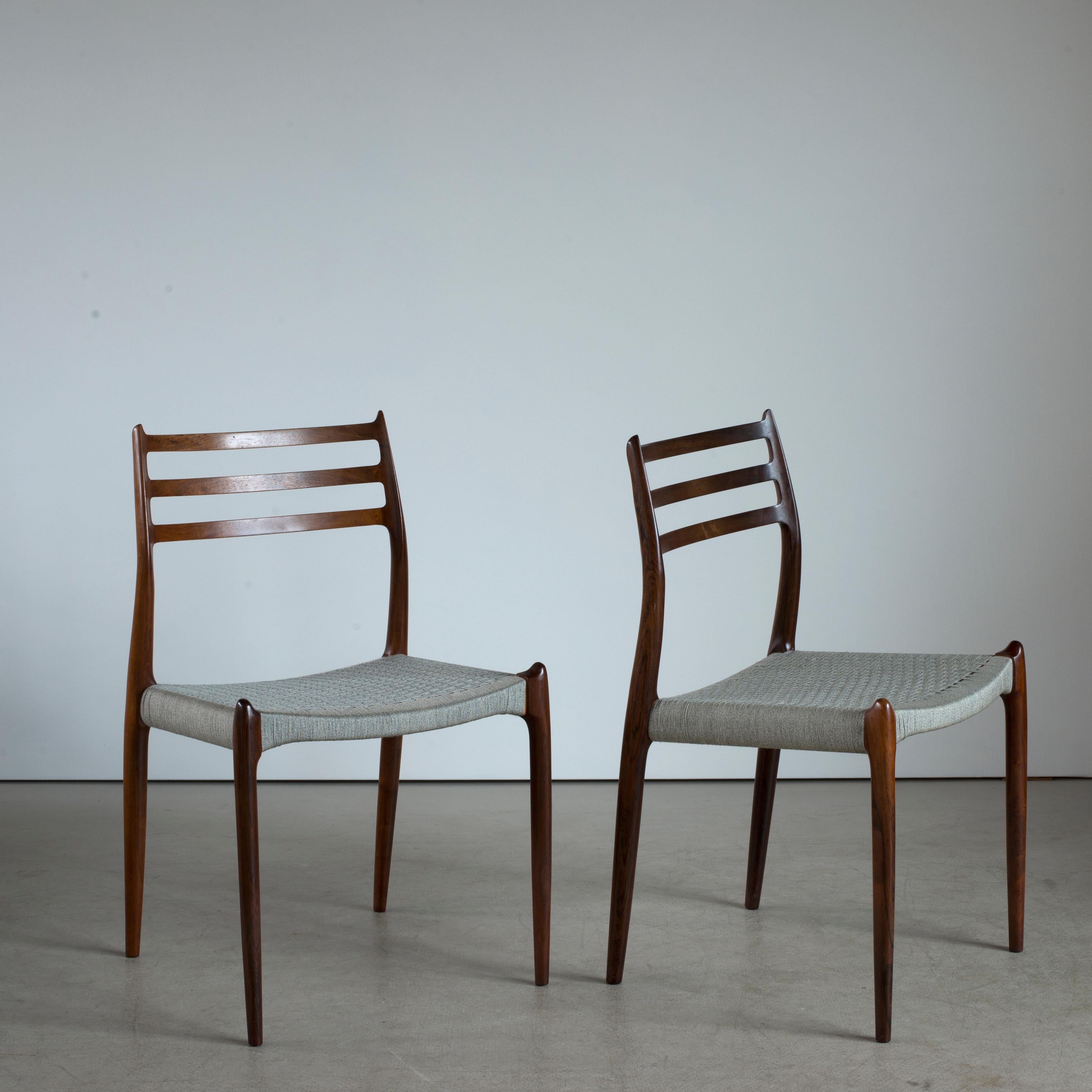 Danish Niels O. Møller Set of Six Rosewood Chairs