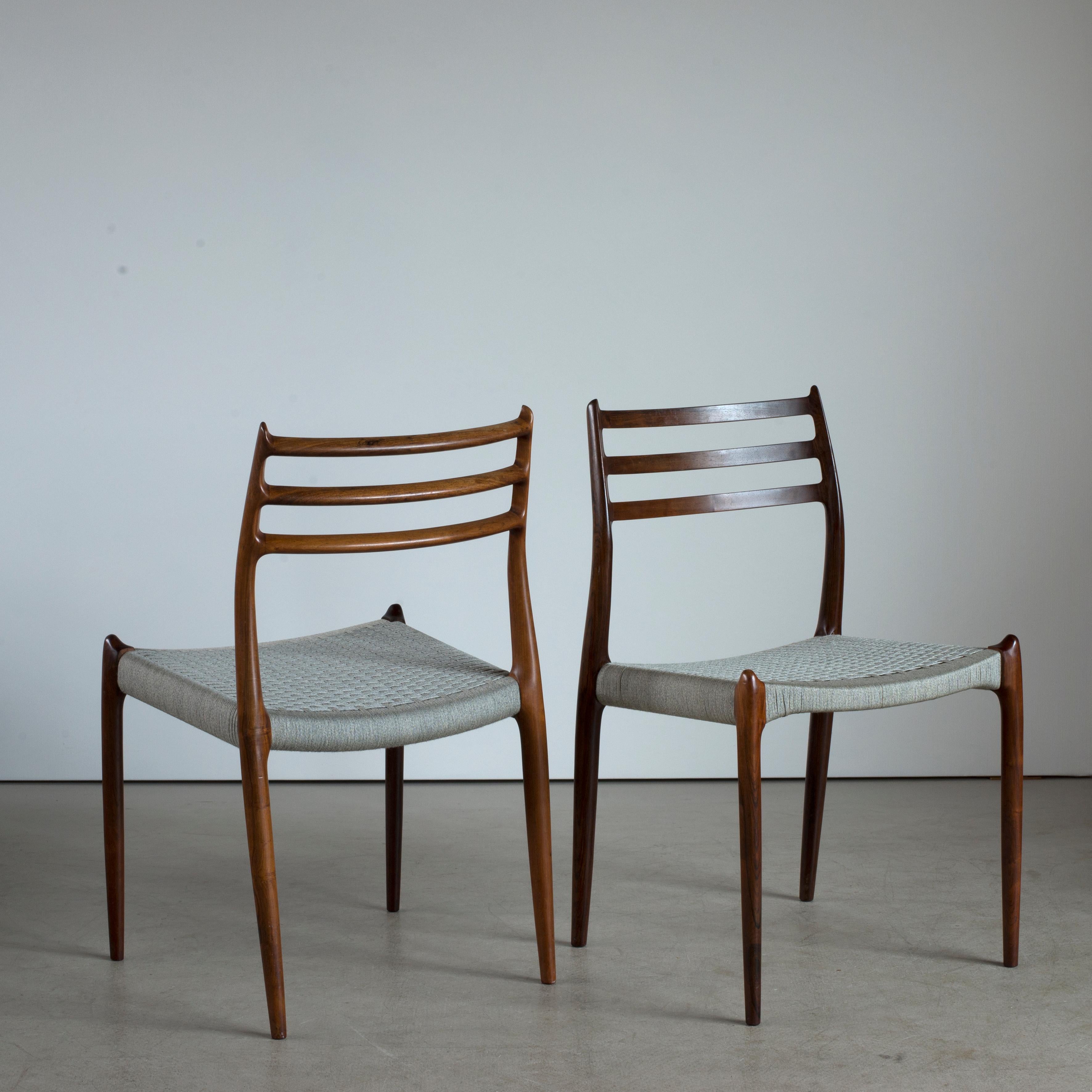 20th Century Niels O. Møller Set of Six Rosewood Chairs