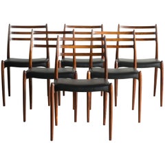 Niels O. Møller Set of Six Rosewood Chairs