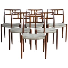 Niels O. Møller Set of Six Rosewood Chairs
