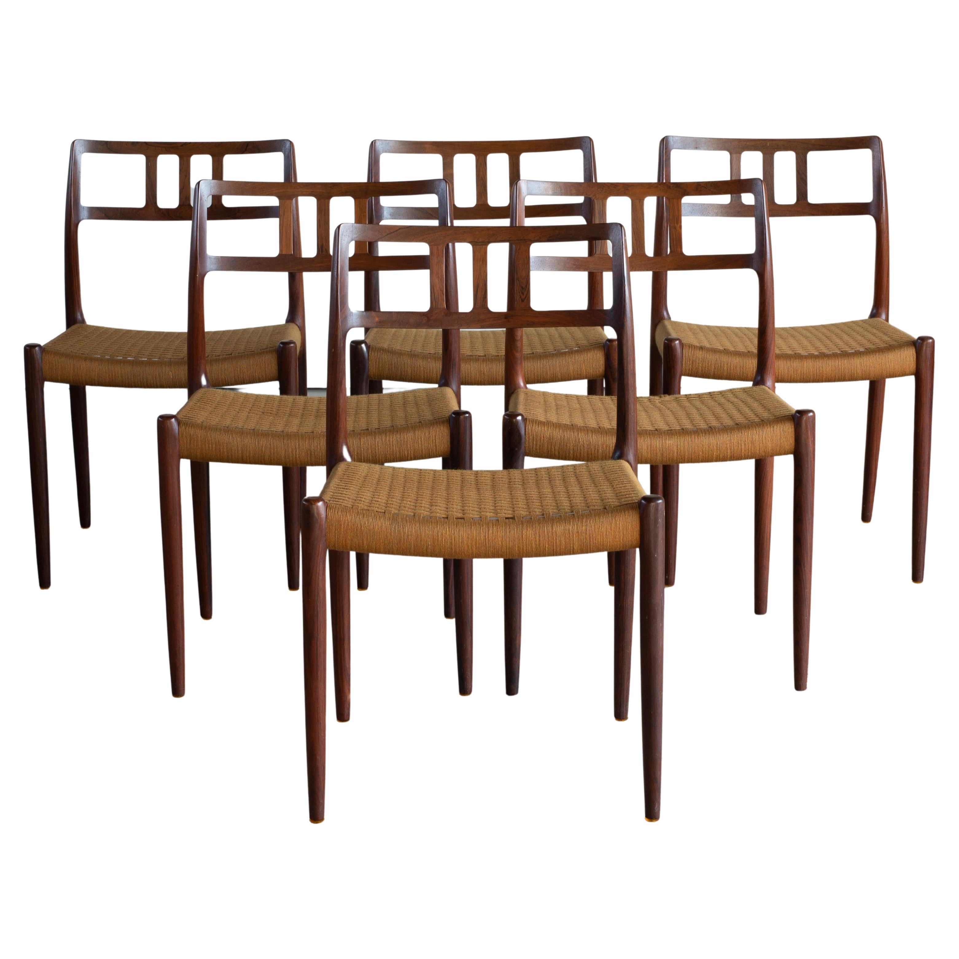 Niels O. Møller Set of Six Rosewood Chairs