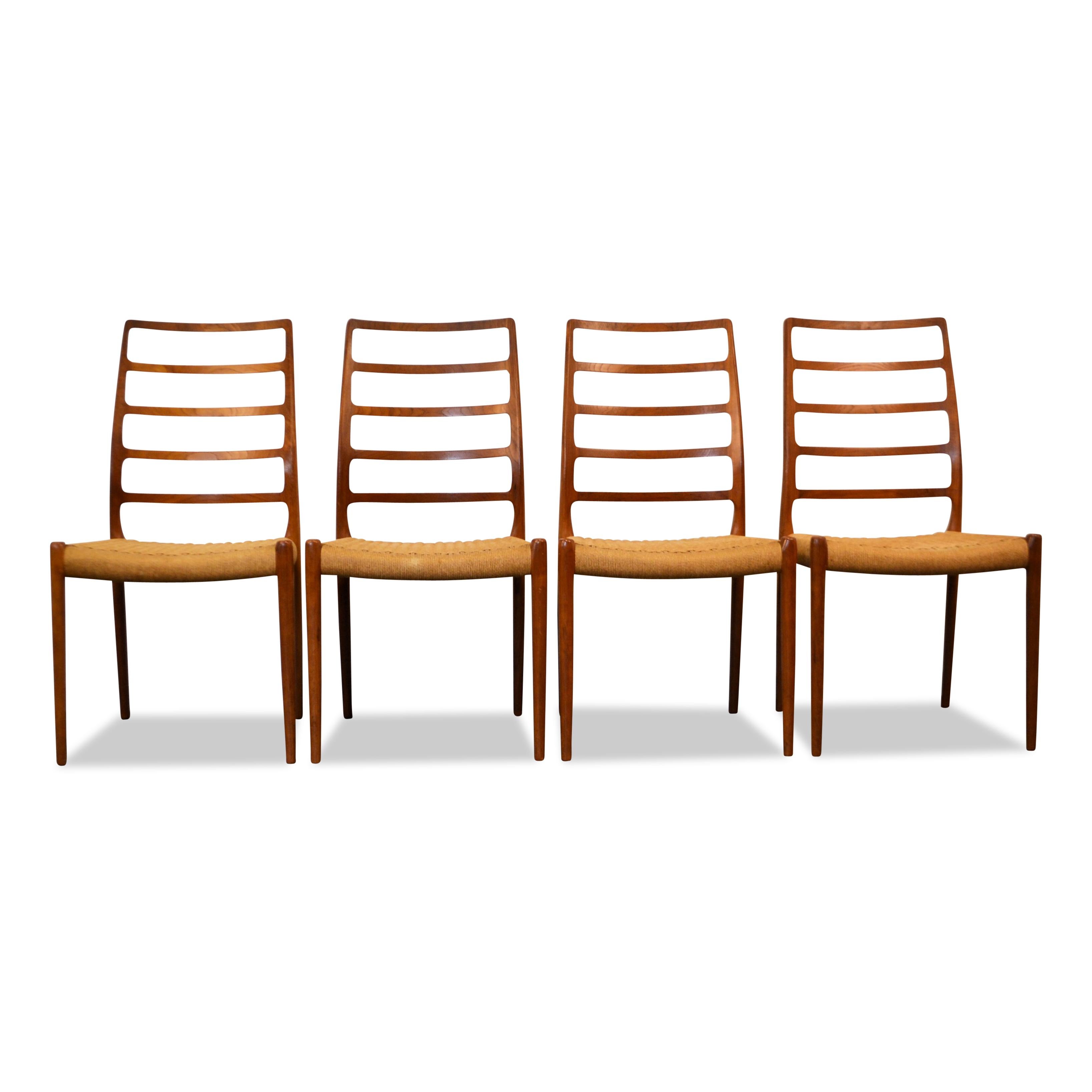 Mid-Century Modern Niels O. Møller Teak Model 82 Dining Chairs, Set of Four