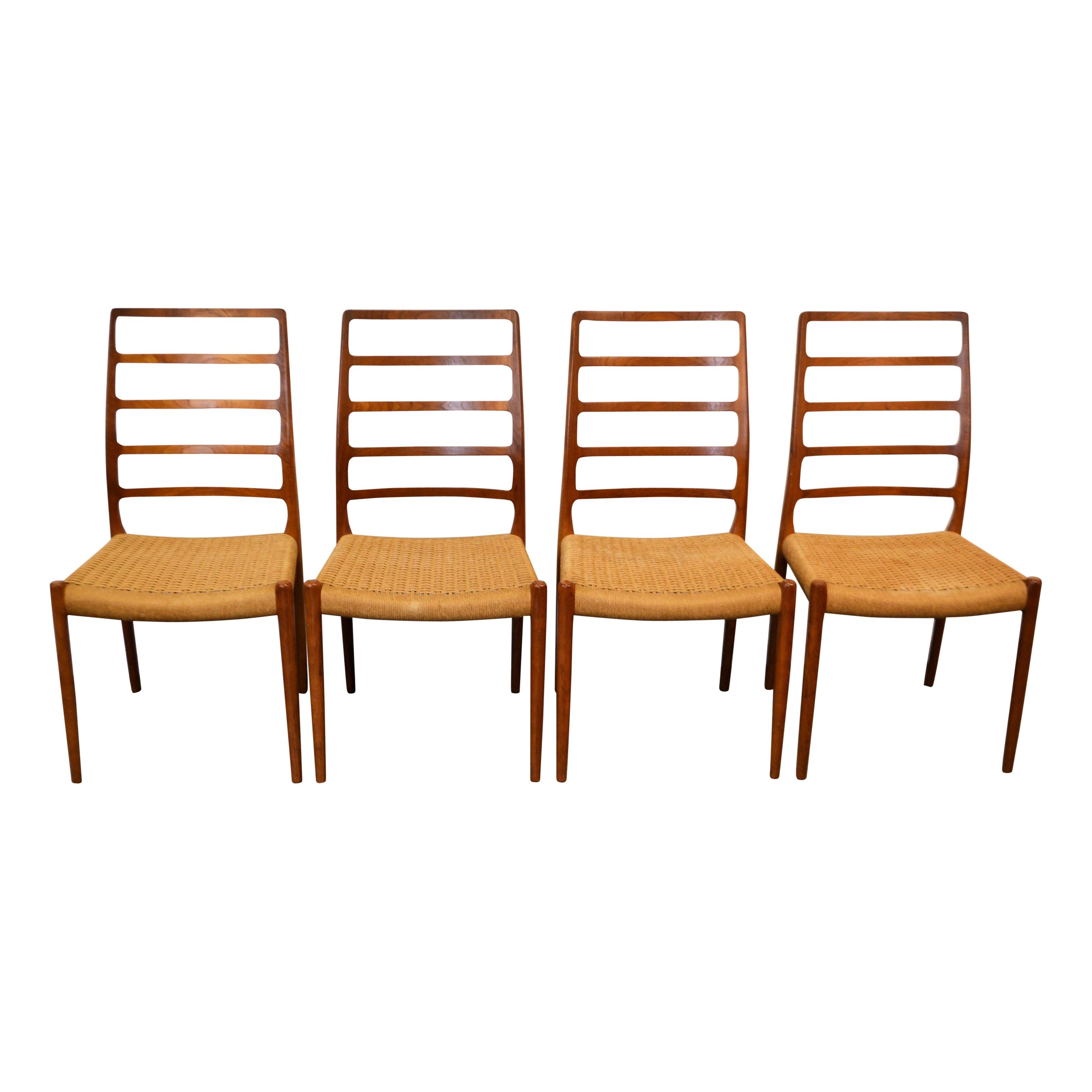 Danish Niels O. Møller Teak Model 82 Dining Chairs, Set of Four