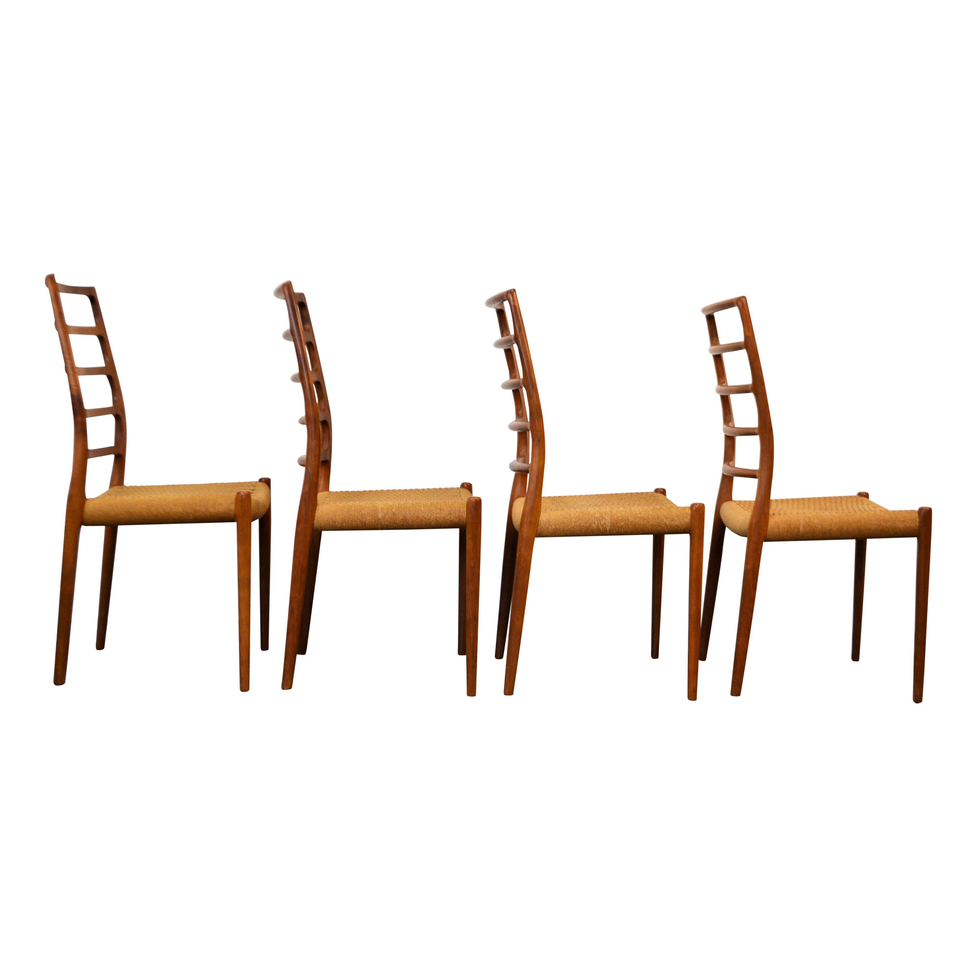 Niels O. Møller Teak Model 82 Dining Chairs, Set of Four In Good Condition In Panningen, NL