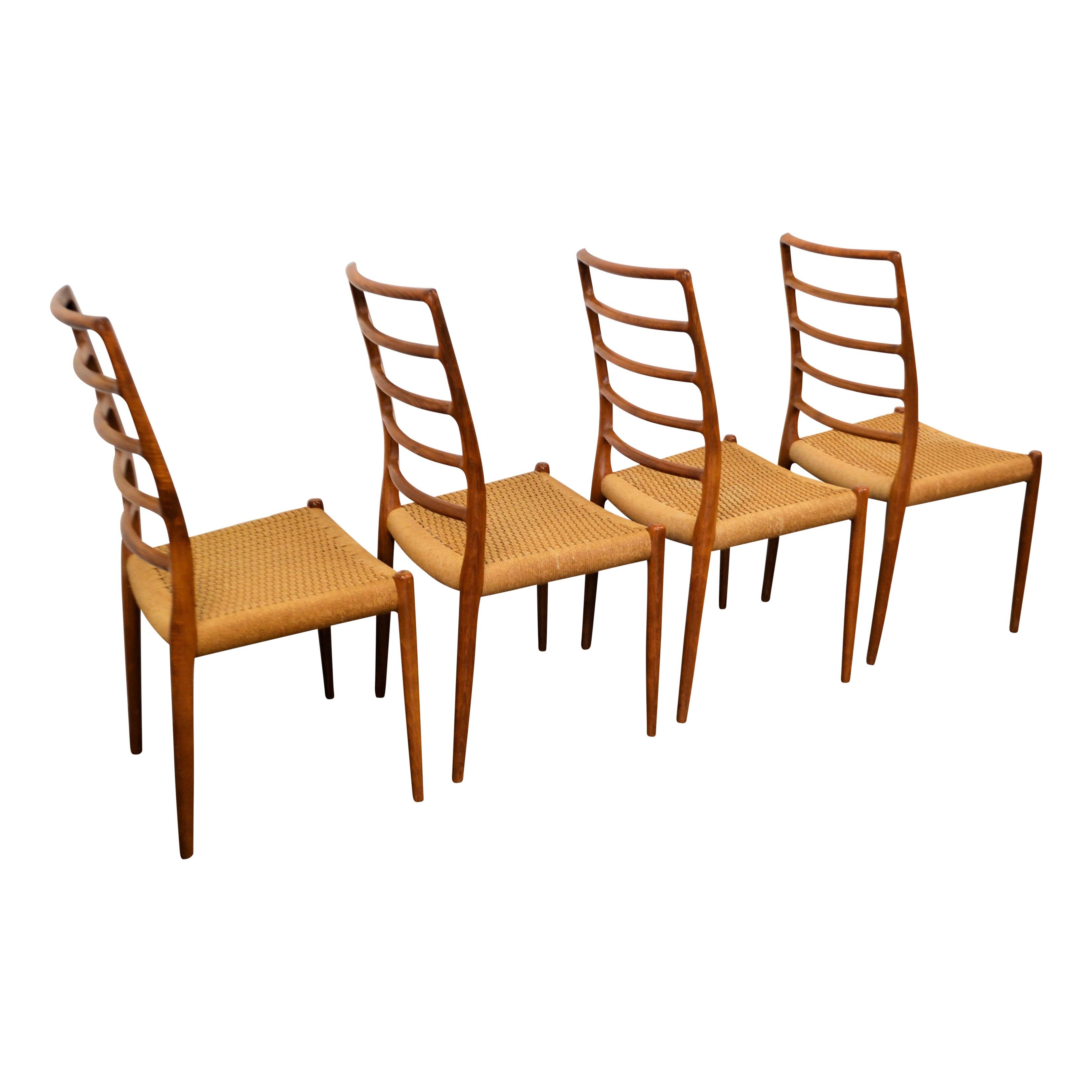 20th Century Niels O. Møller Teak Model 82 Dining Chairs, Set of Four