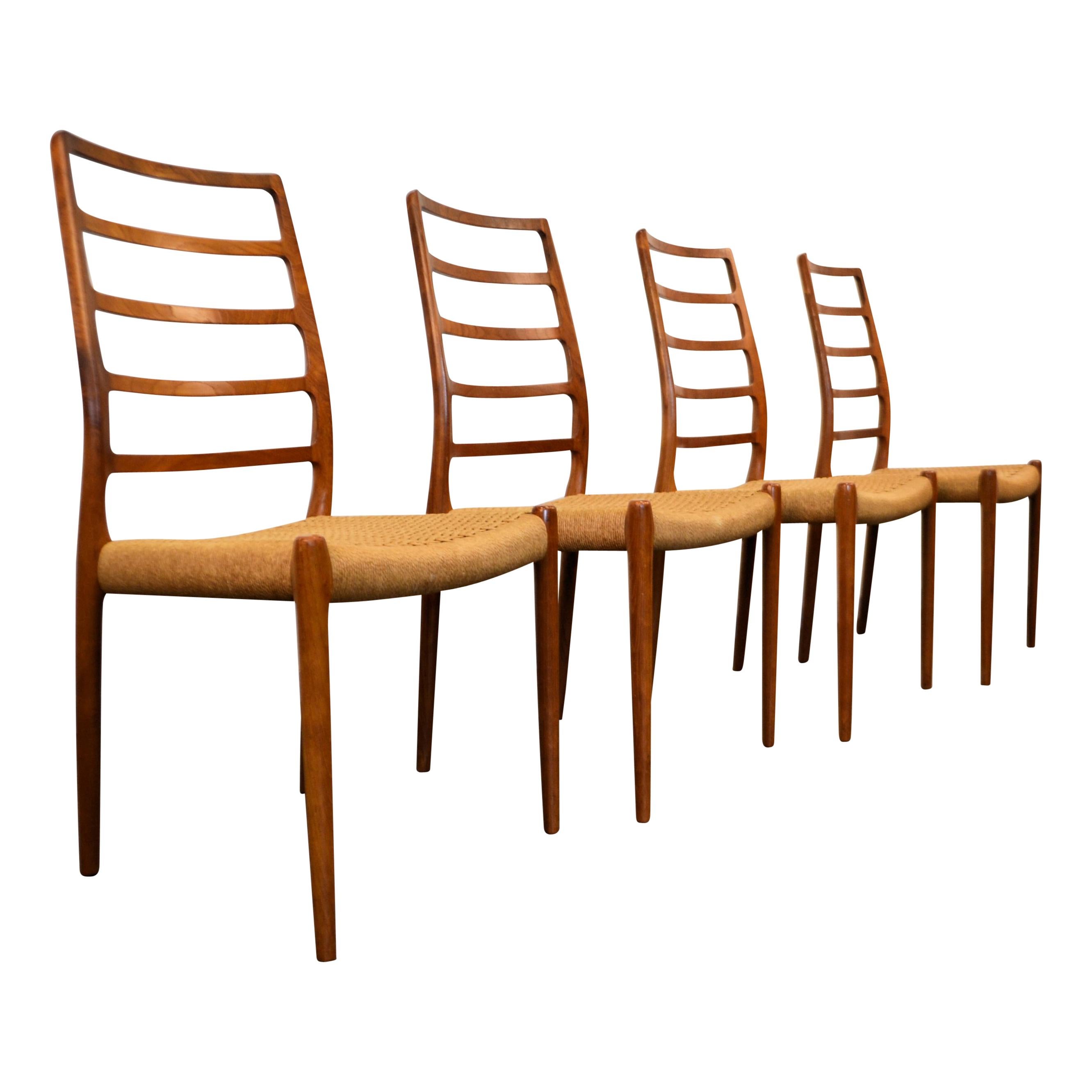 Niels O. Møller Teak Model 82 Dining Chairs, Set of Four