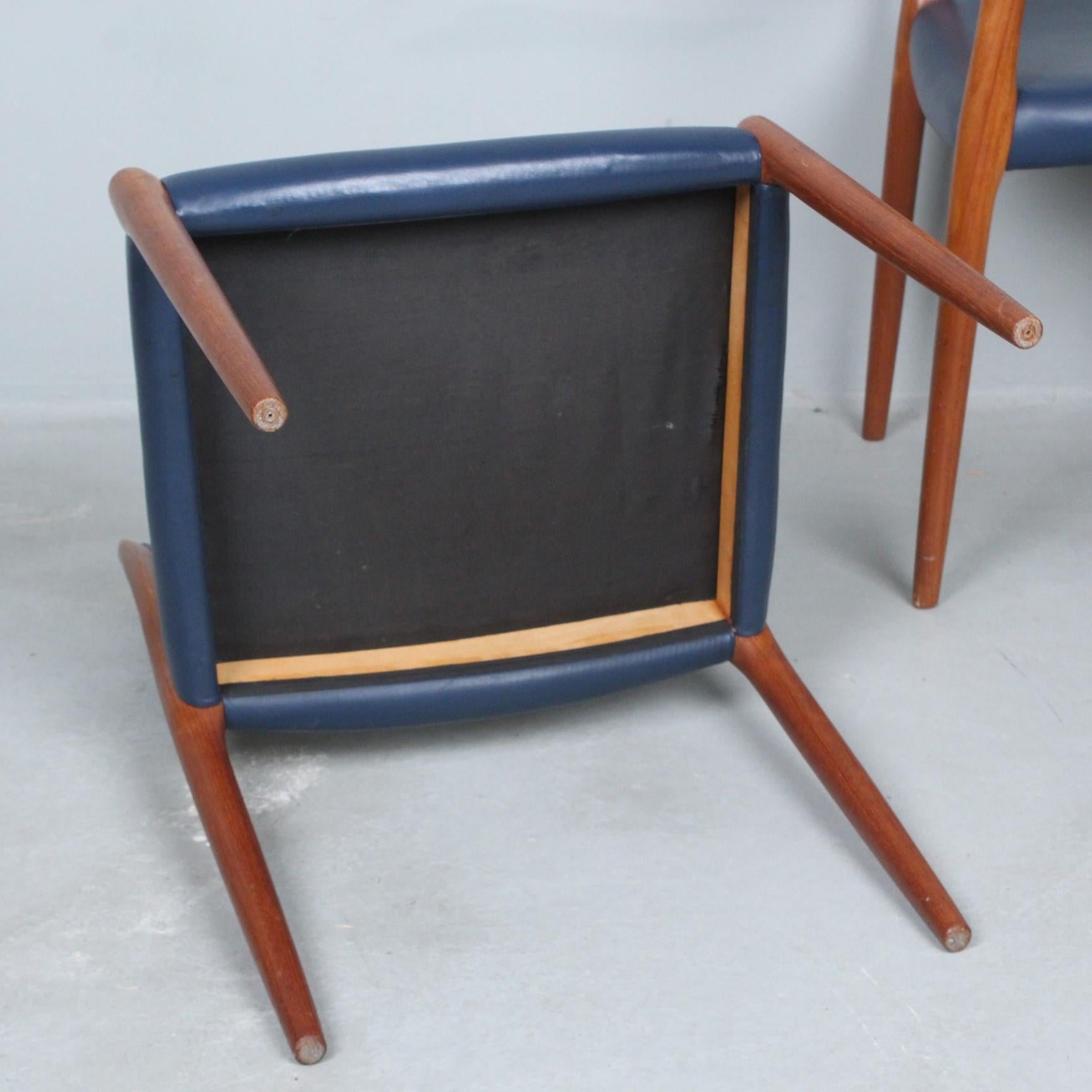 Mid-Century Modern NIELS O MOLLER 6 chaises/chaises de salle à manger modèle 80 Danemark 1960 en vente