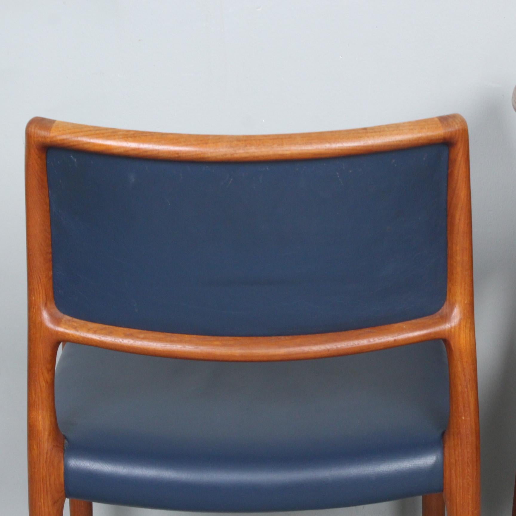 Danois NIELS O MOLLER 6 chaises/chaises de salle à manger modèle 80 Danemark 1960 en vente