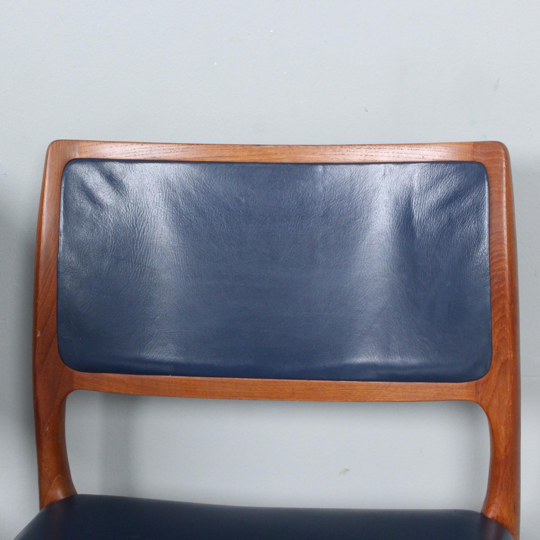 NIELS O MOLLER 6 chaises/chaises de salle à manger modèle 80 Danemark 1960 Bon état - En vente à Paris, FR