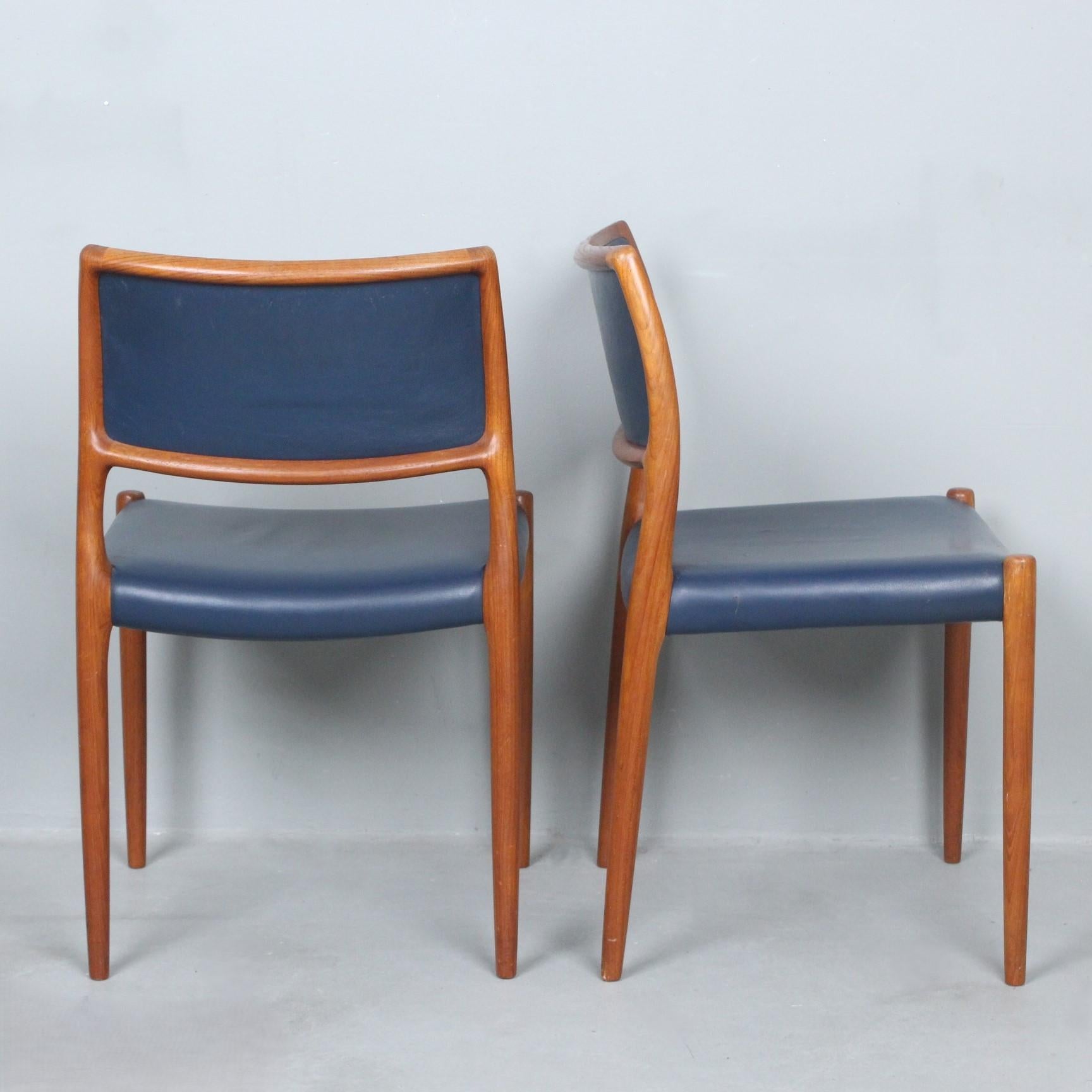 20ième siècle NIELS O MOLLER 6 chaises/chaises de salle à manger modèle 80 Danemark 1960 en vente