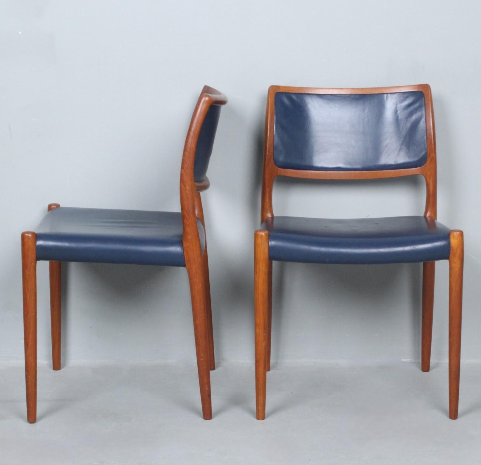 NIELS O MOLLER 6 chaises/chaises de salle à manger modèle 80 Danemark 1960 en vente 1