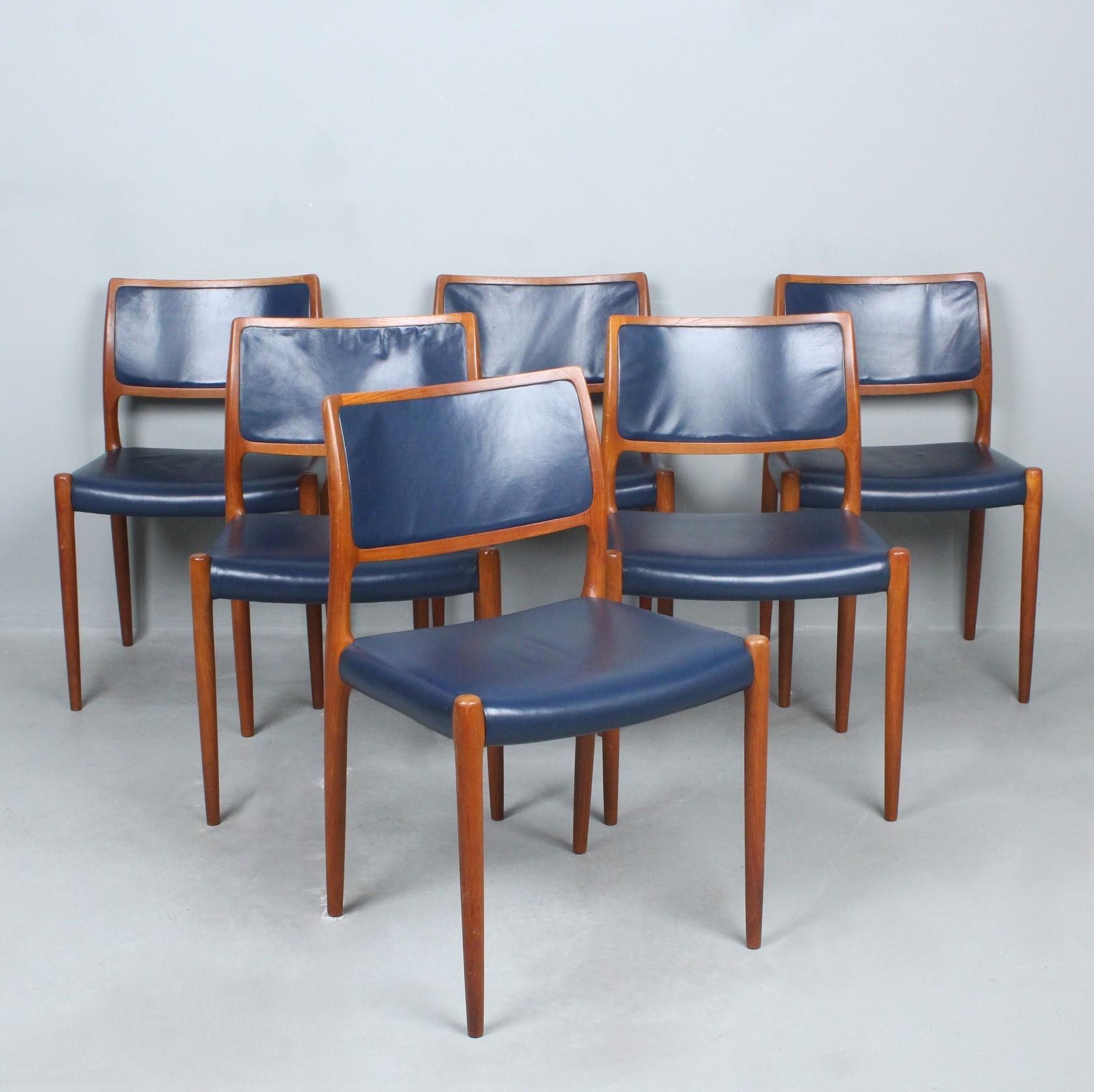 NIELS O MOLLER 6 chaises/chaises de salle à manger modèle 80 Danemark 1960 en vente 2