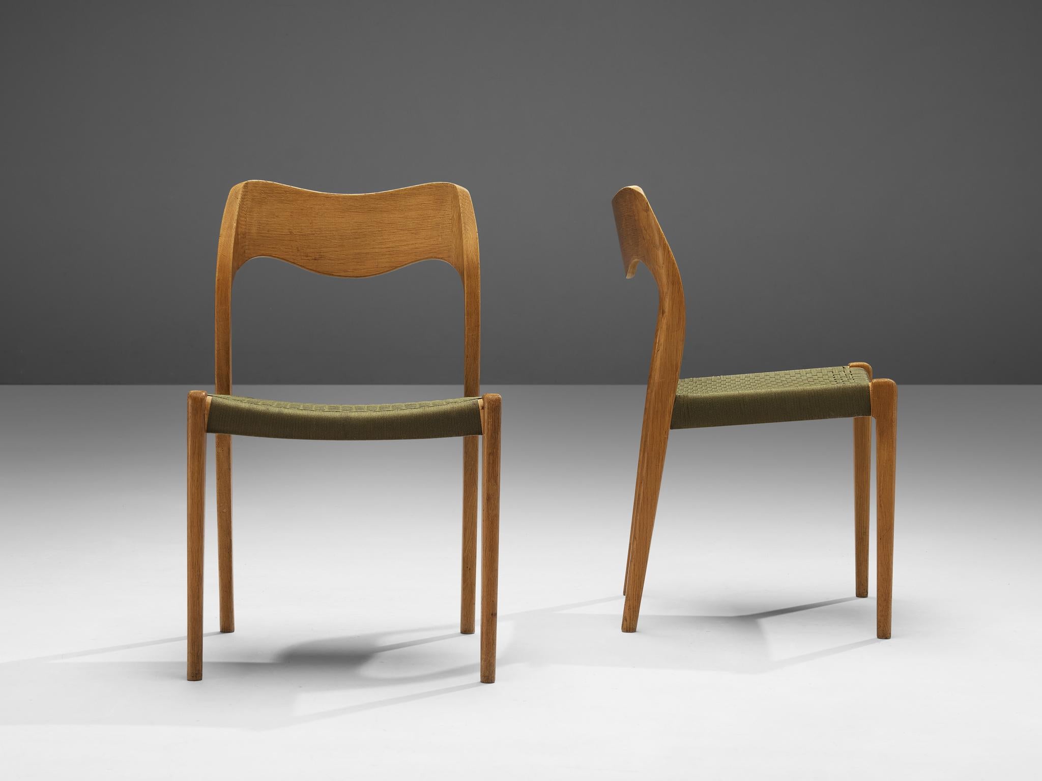 Danish Niels O. Moller Dining Chairs in Teak and Cane Upholstery