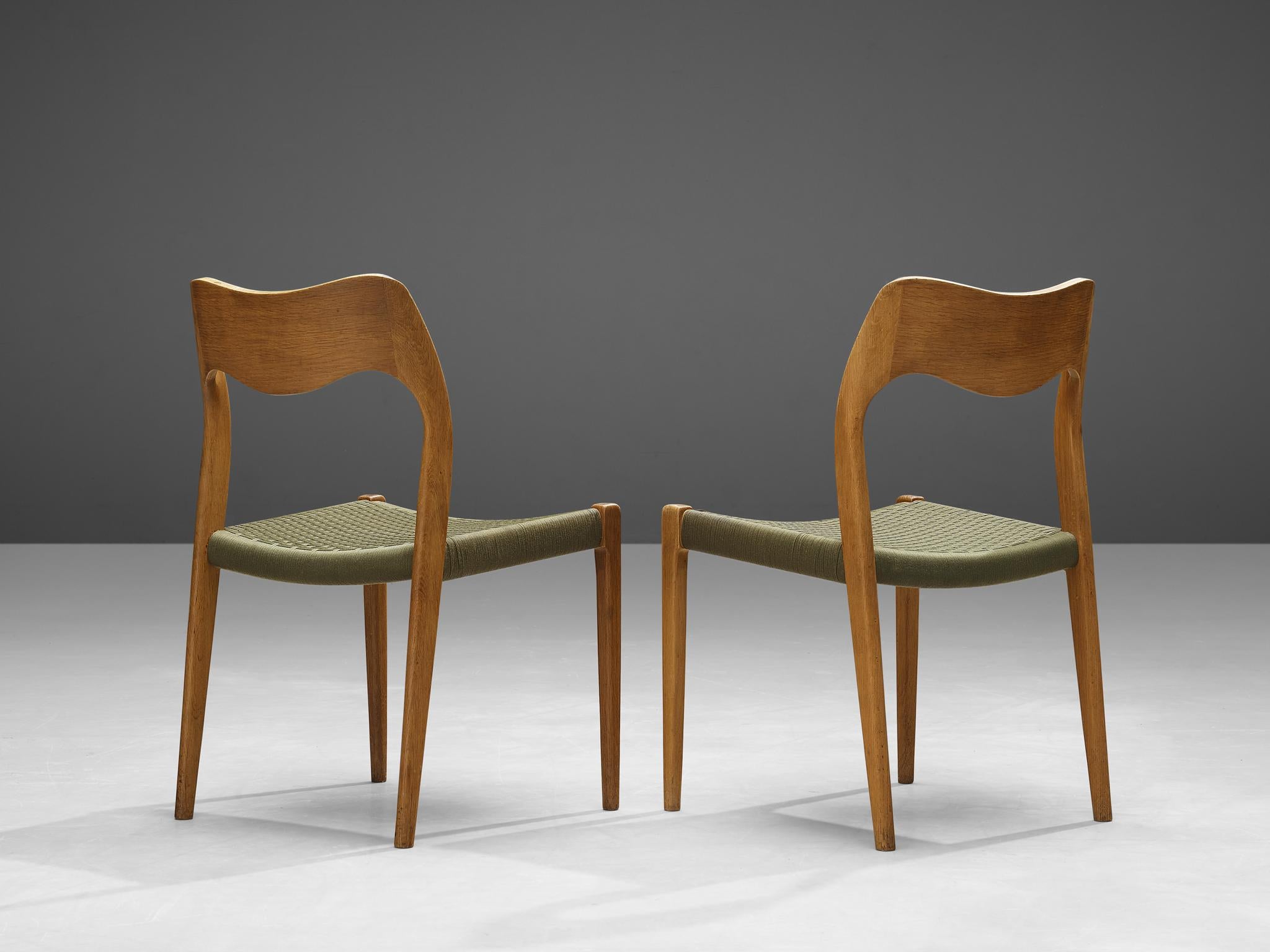 Mid-20th Century Niels O. Moller Dining Chairs in Teak and Cane Upholstery