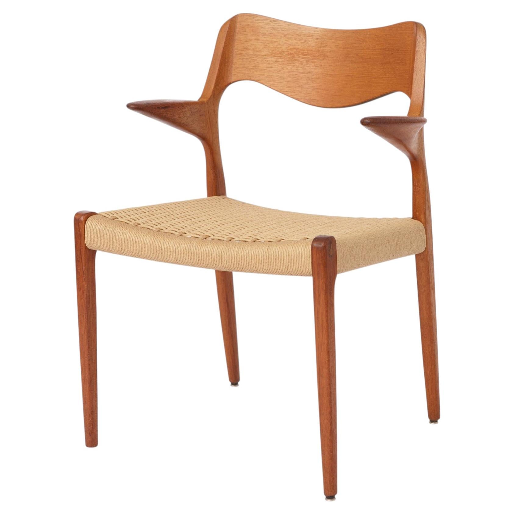 Poltrona Niels O Moller Modello 55, poltrona da salotto danese in teak, stile Mid-Century Modern in vendita
