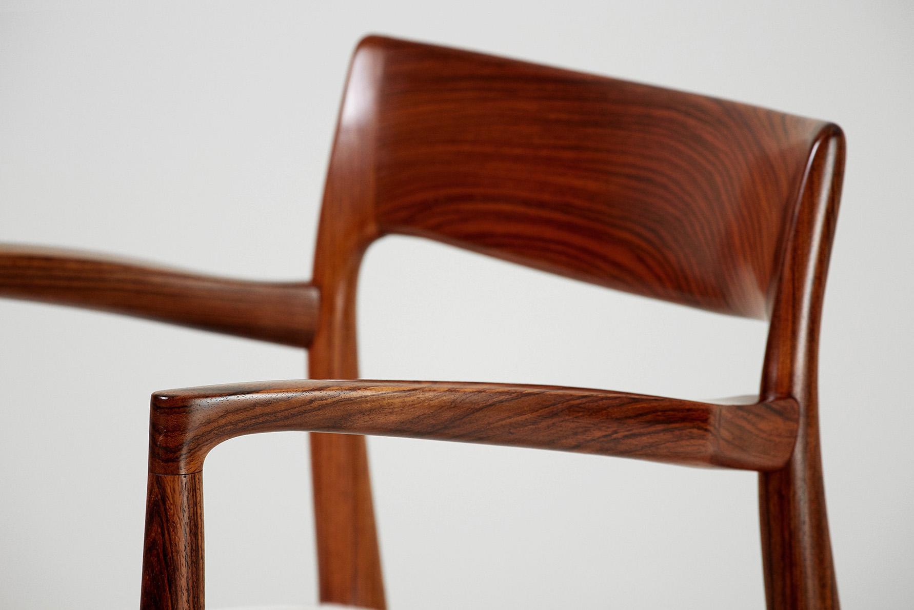Fabric Niels O. Moller Model 57 Rosewood Carver Chair For Sale